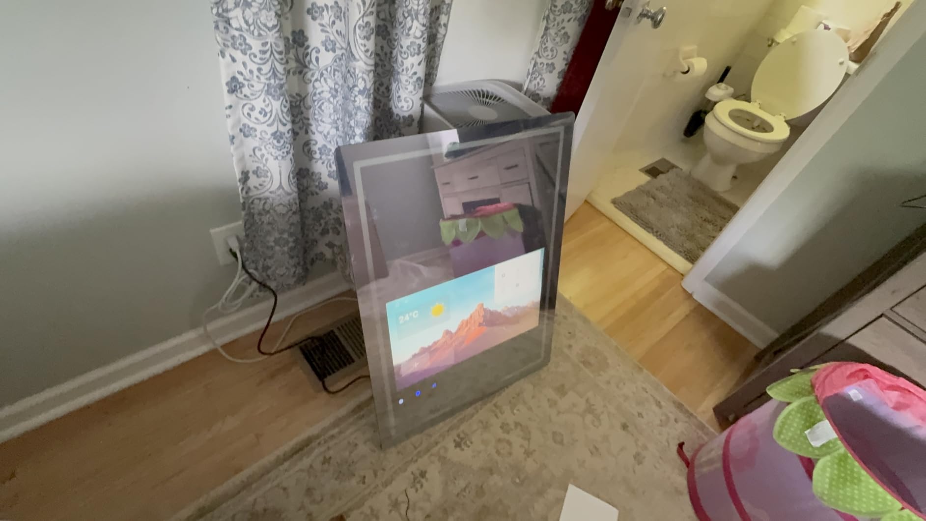 24x32'' Bathroom Vanity Mirror with 21.5'' Touch-Screen Smart TV, Streaming APP, Waterproof Defogging TV Mirror with 3 Color LED Light WiFi Bluetooth HDMI for Bathroom Hotel Hair Salon (2025) - Customer Photo 2