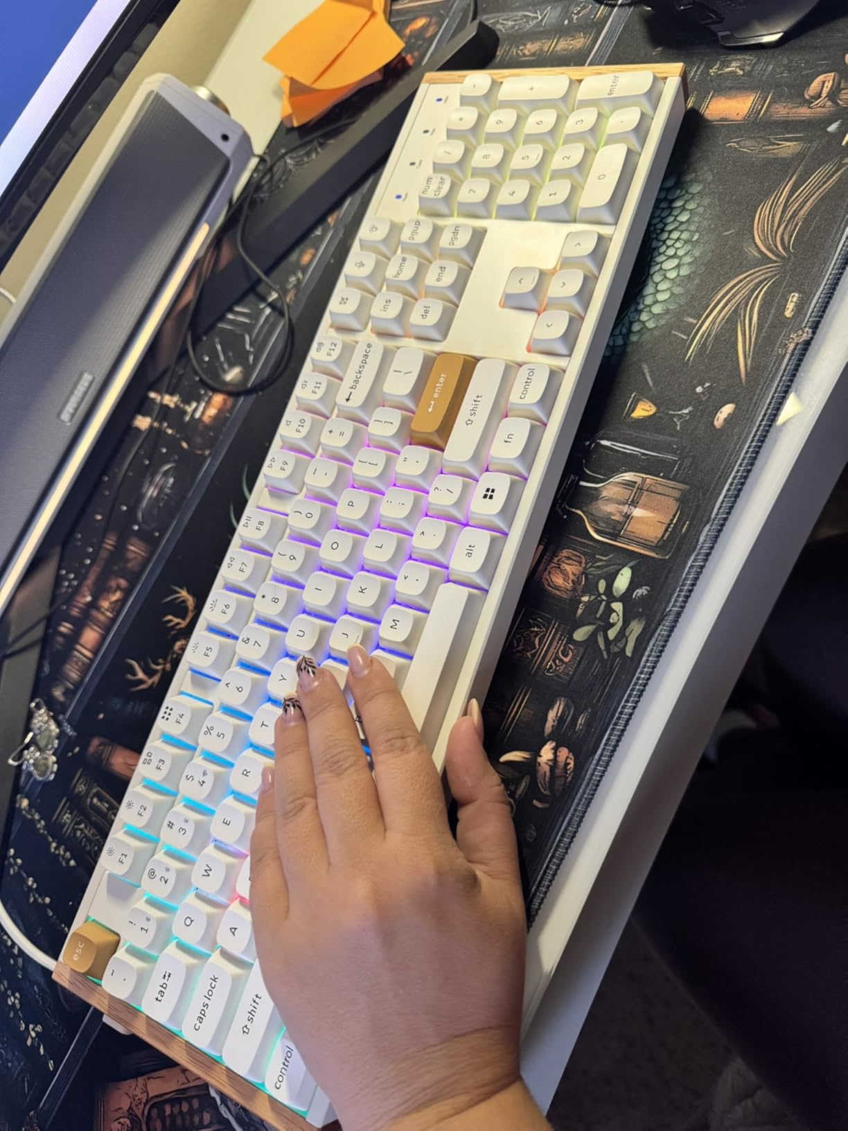 Keychron K10 HE Hall Effect Keyboard Wireless, Magnetic Switch Hot Swappable, Adjustable Actuation Rapid Trigger Mode with Aluminum + Wood Frame, Full-Size Custom RGB for Mac Windows Linux - Black - Customer Photo 2