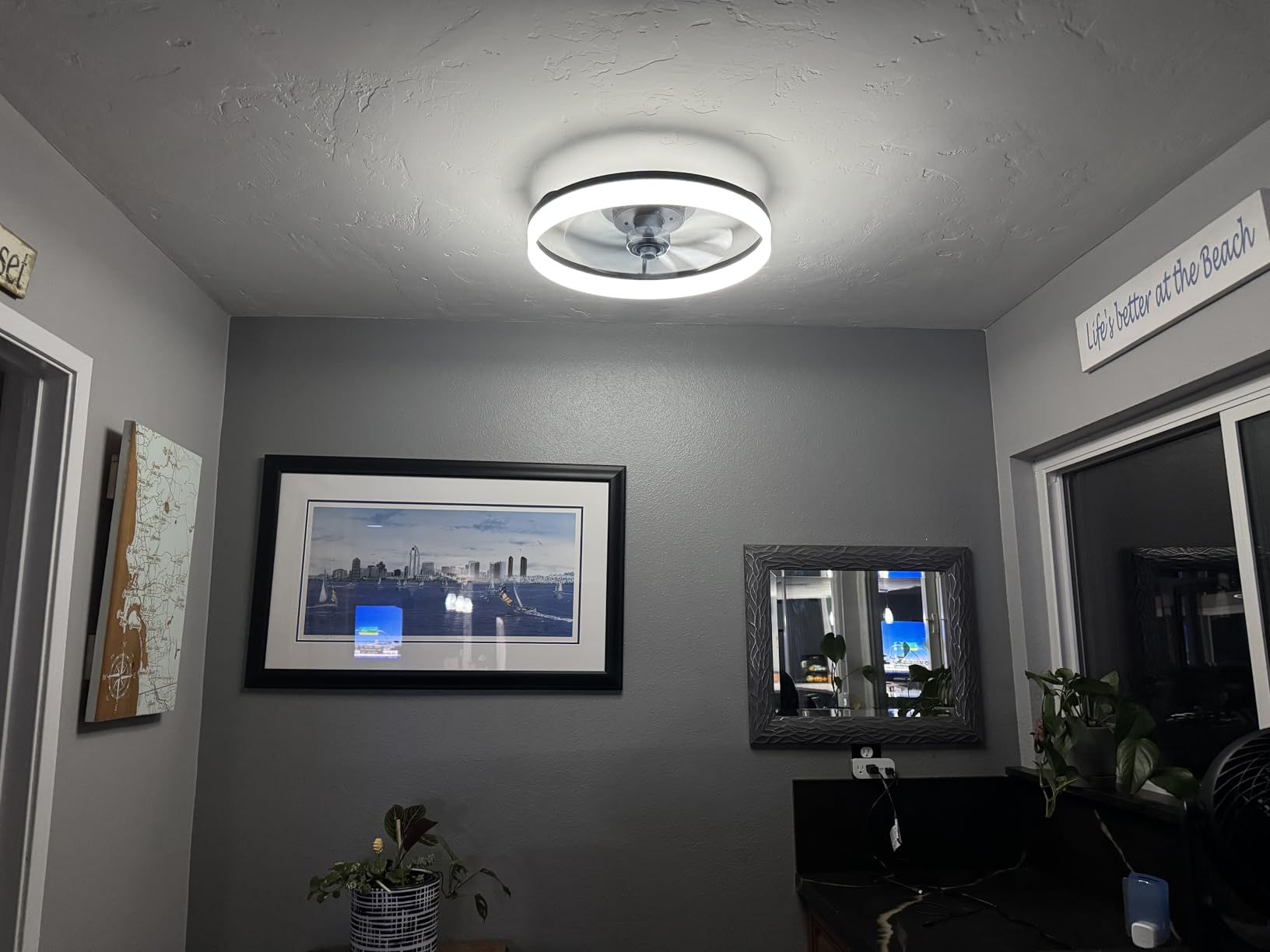 Smart Ceiling Fans with Light and Remote,20'' Low Profile Ceiling Fan with 6-Speed & Dimmable LED, Alexa/APP Home Voice Control, App, Reversible Airflow, App Timer, for Beedroom（Black） - Customer Photo 2