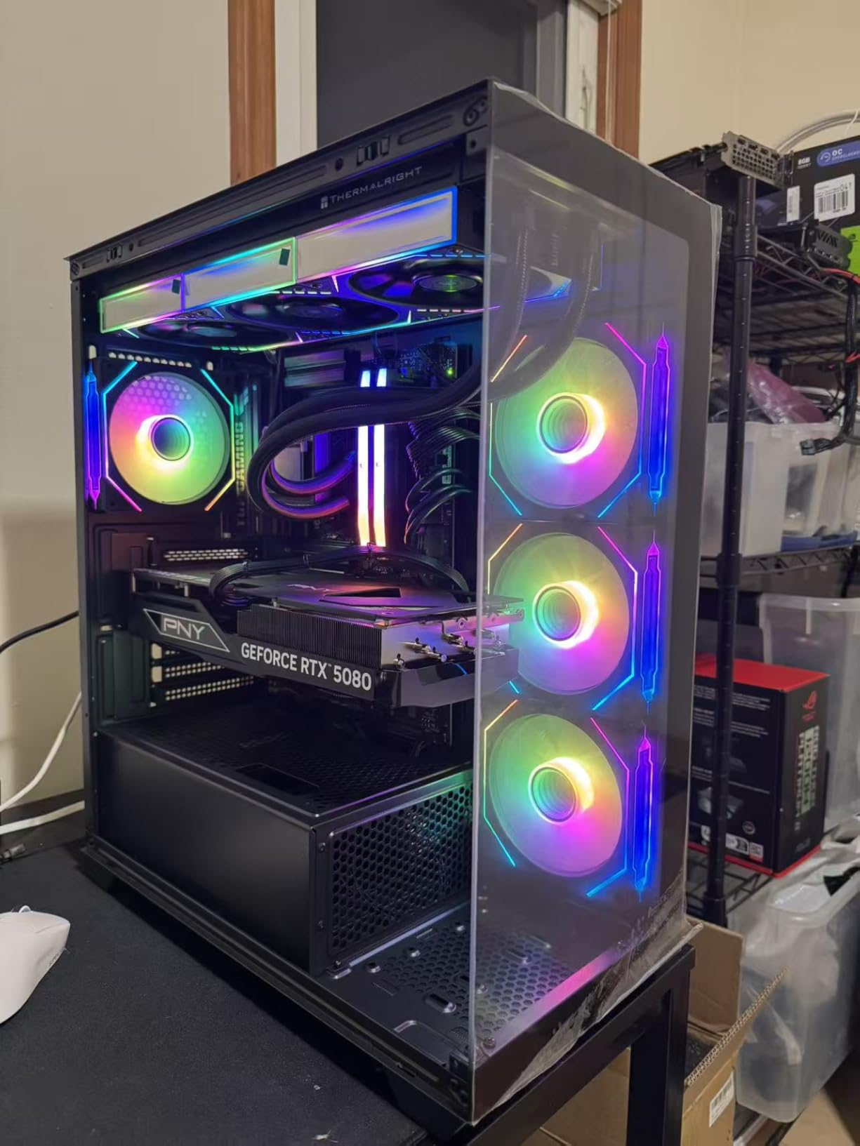 RUIX OV603 ATX Mid-Tower PC Case, Spacious High-Airflow Gaming Case with 4 x 120mm PWM ARGB Fans, USB 3.0 & Type-C Ports, Tempered Glass, Large Capacity Computer Case - Black - Customer Photo 1