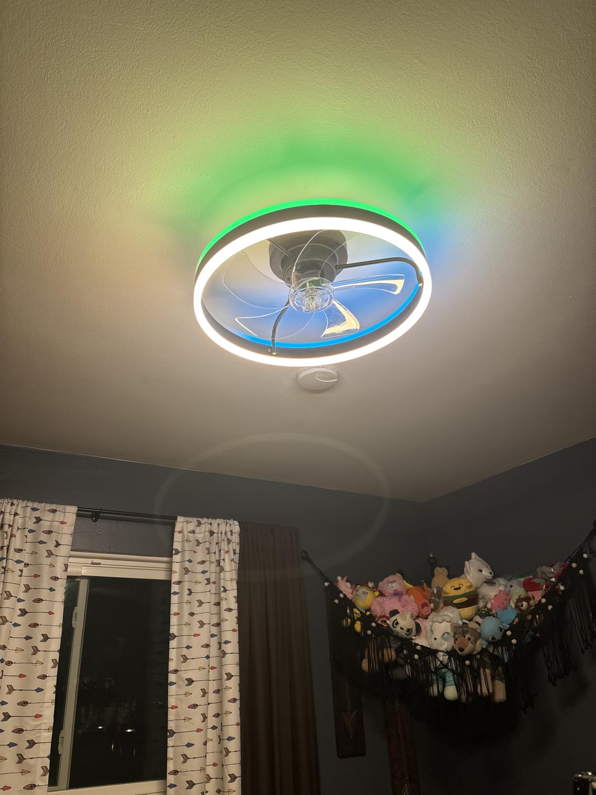 Lumary Smart WiFi Ceiling Fans with Lights, RGBAI Flush Mount Ceiling Fans with Lights and Remote, Dual Lighting Mode Modern LED Low Profile Ceiling Fan for Bedroom Works with Alexa Google, 20in Black - Customer Photo 1
