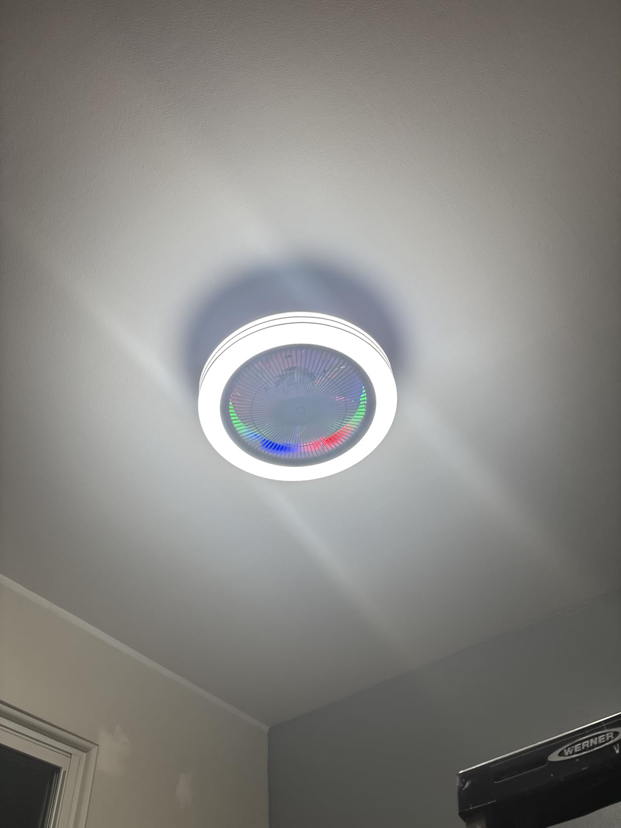 Lumary Smart Ceiling Fan Light with 2200K Nightlight, WiFi & Bluetooth Low Profile Ceiling Fan with Light Remote for Bedroom, RGBAI & 42 Scenes Mode, Flush Mount Easy to Install, 5000 LM, 19in Black - Customer Photo 1