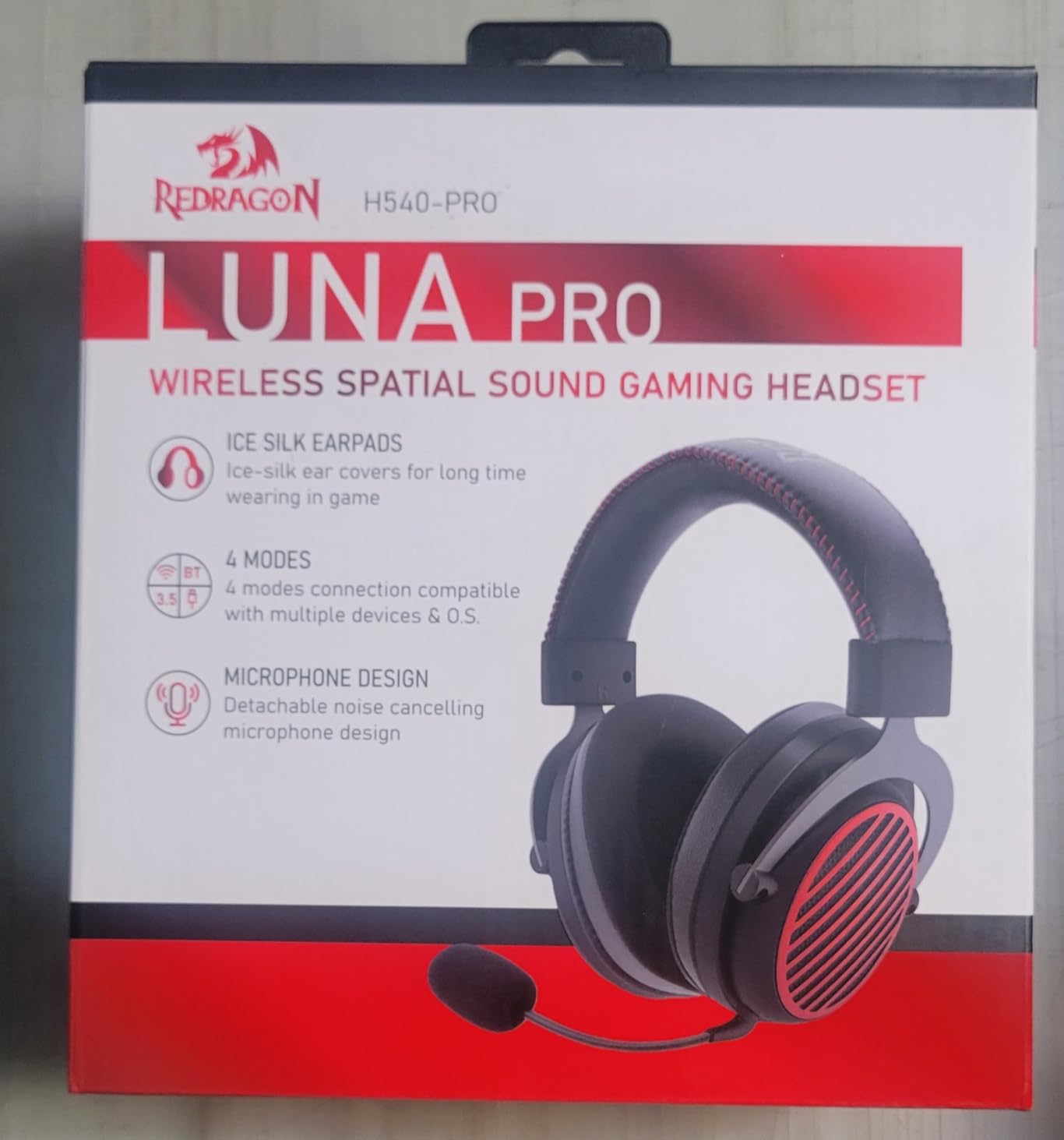 Redragon Gaming Headset H540 Wireless Gaming Headset for PC, PS4/5, Xbox, Switch, 4-Mode(2.4G/BT/USB/3.5mm) - 7.1 Surround Sound - 53MM Drivers Gaming Headphones with Noise Canceling Mic - Memory Foam - Black - Customer Photo 4