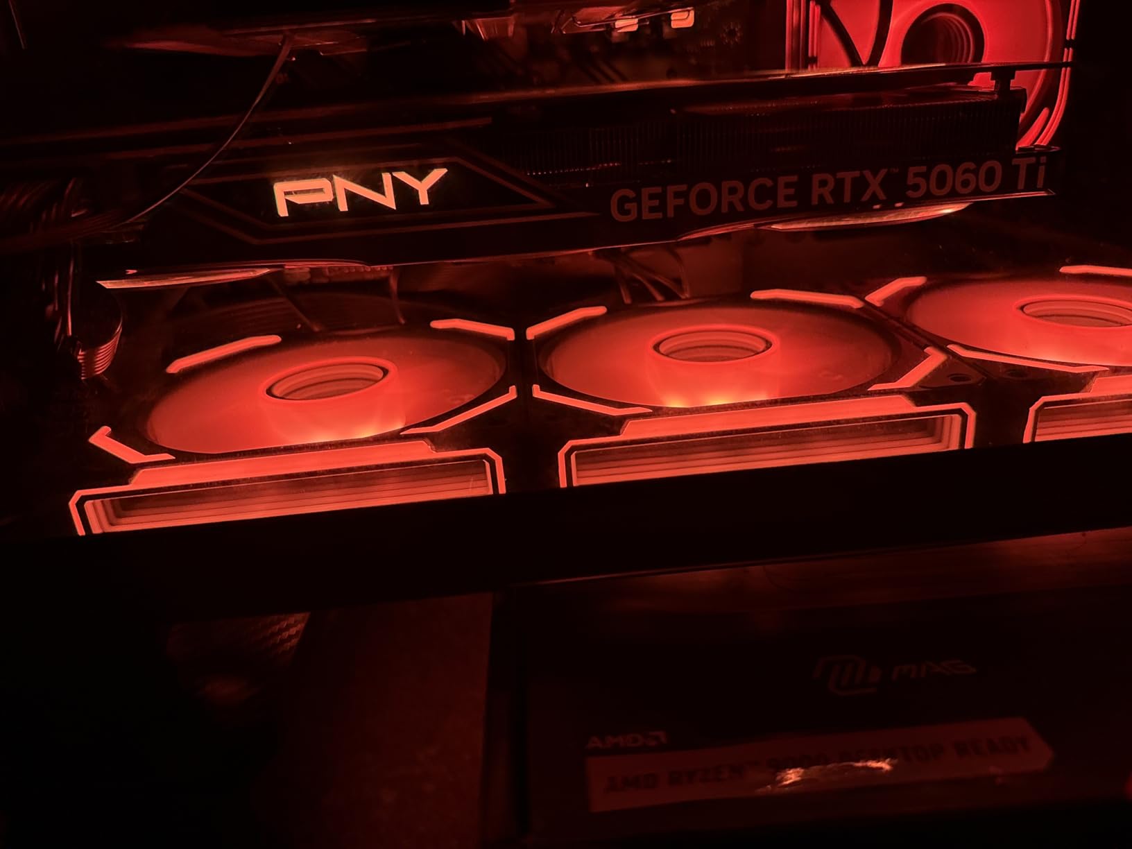 PNY NVIDIA GeForce RTX™ 5060 Ti Epic-X™ ARGB OC Triple Fan, Graphics Card (8GB GDDR7, 128-bit, Boost Speed: 2692 MHz, SFF-Ready, PCIe® 5.0, HDMI®/DP 2.1, 2-Slot, NVIDIA Blackwell Architecture, DLSS 4) - Customer Photo 1