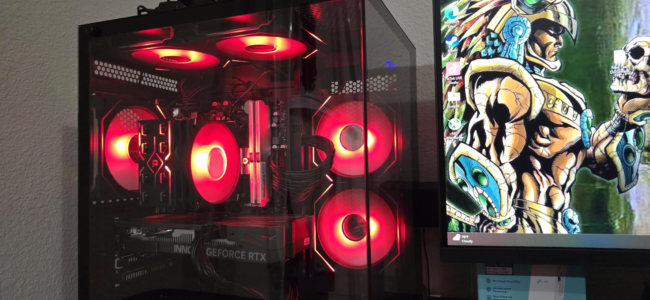Gaming PC Desktop,Prebuilt Gaming Computer with,AMD Ryzen 5 5600X 3.7GHz,RTX5060 8GB GDDR7 DLSS4,32GB DDR4 RAM 3200MHz,1TB NVME SSD,ARGB Cooling Fan,Supply WiFi Support - Customer Photo 3