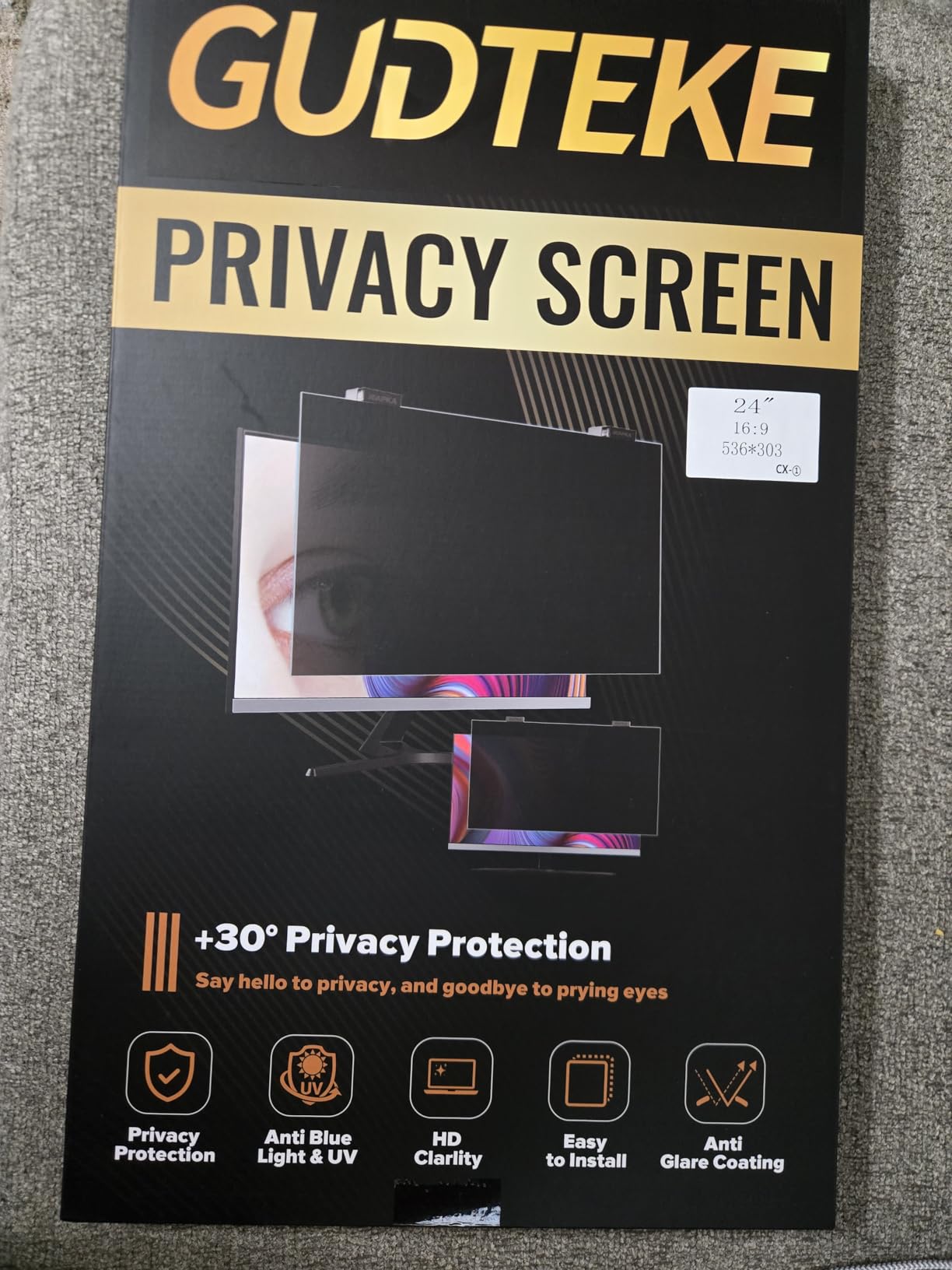 Magnetic 24 Inch Privacy Screen for Computer Monitor 16:9 Aspect Ratio, Hanging Removable Anti-Blue/Glare Protector Film, Anti Spy Desktop Security Private Filter 24in - Customer Photo 2