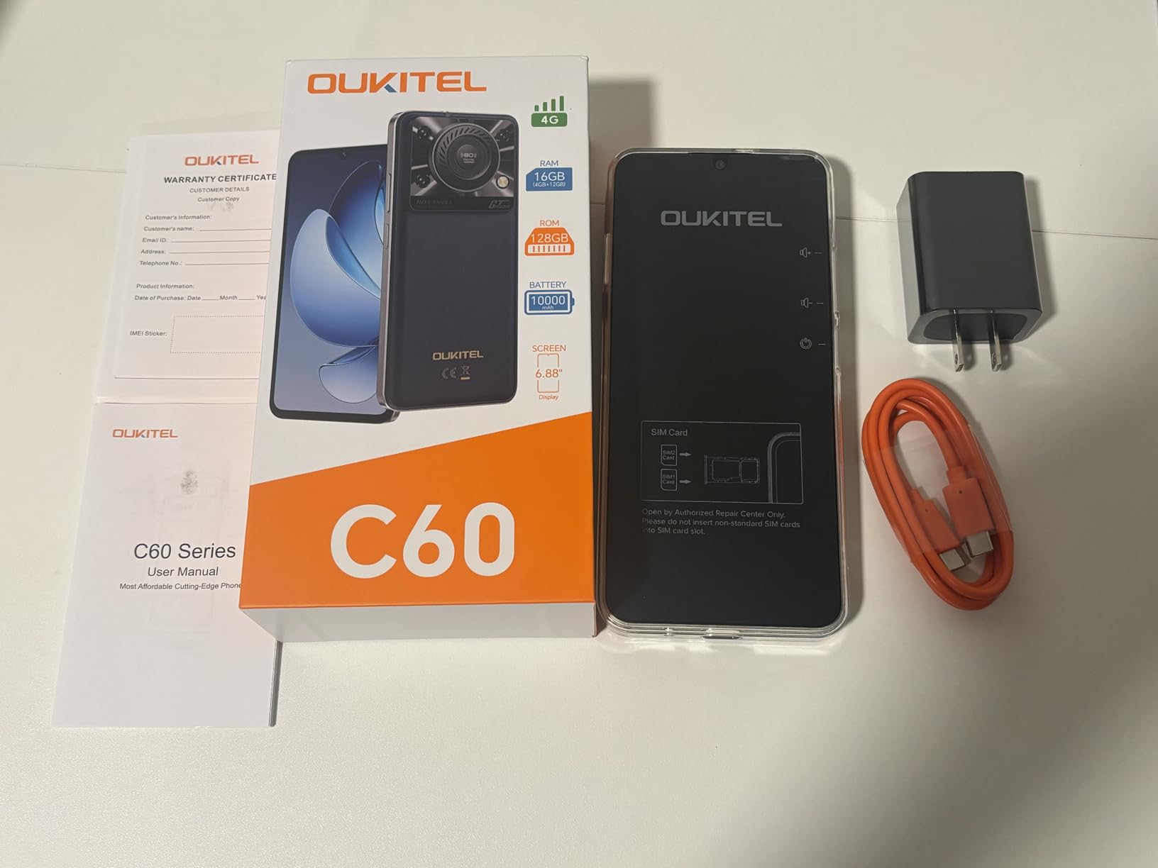 OUKITEL C60 Unlocked Android Phones - Android 15 10000 mAh Battery 16GB +128GB/1TB TF 110dB Speaker Cell Phone, 6.88