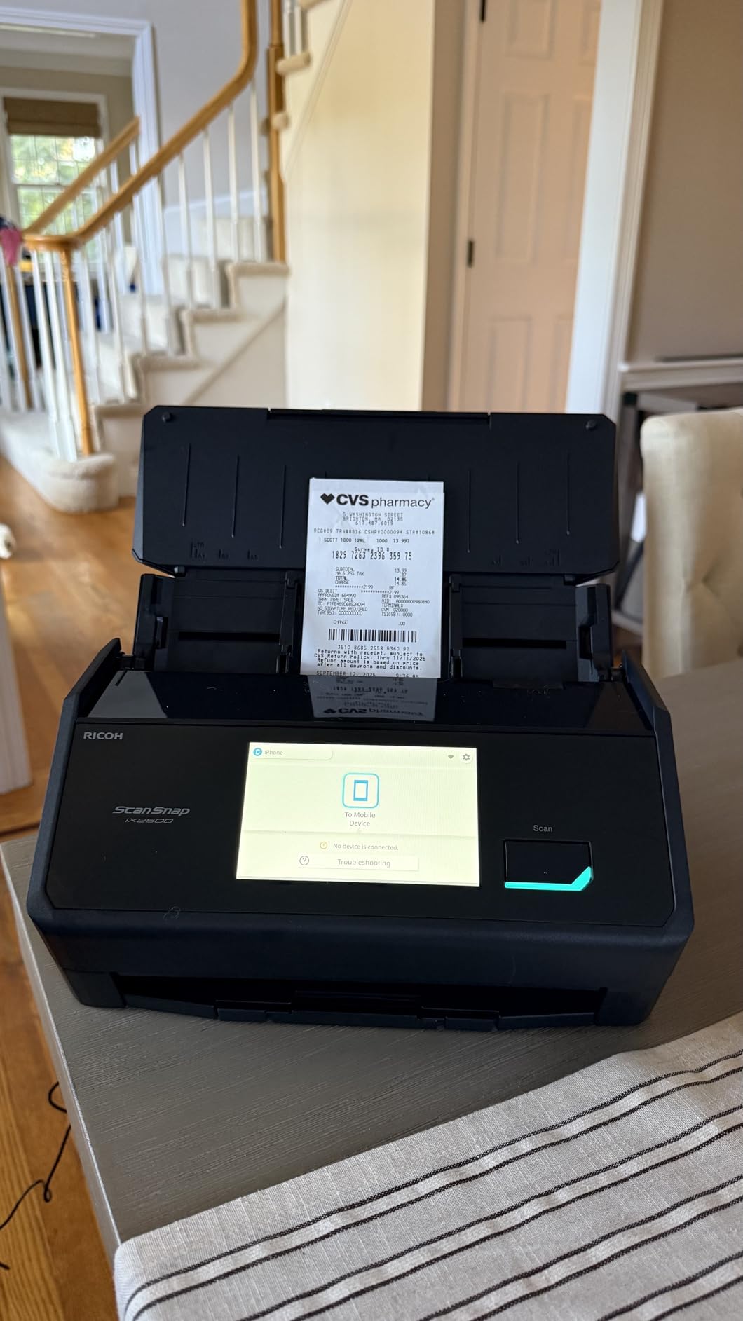 ScanSnap iX2500 Wireless or USB High-Speed Cloud Enabled Document, Photo & Receipt Scanner with Large 5