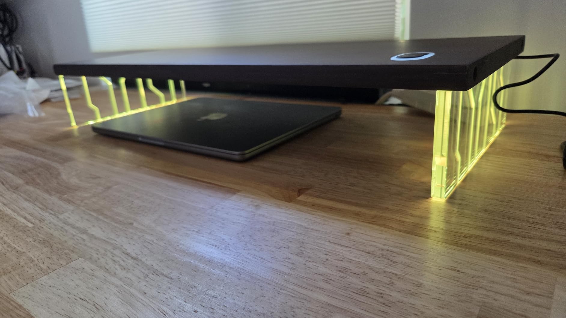 Veyro Gaming Monitor Stand For Desk with Acrylic Legs & 18-Color RGB LED Light - Gaming Monitor Riser and Wooden Monitor Stands for Monitors, Laptops & Gaming PCs – Ergonomic Acrylic Desk Riser - Customer Photo 2