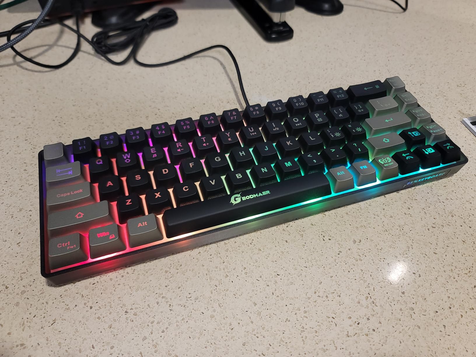 65% Gaming Keyboard and Mouse Combo, RGB Backlit Keyboard + 7200 DPI Gaming Mouse, Ultra-Compact Anti-Ghosting Wired Keyboard and Mouse for PC Laptop Gamer - Customer Photo 2