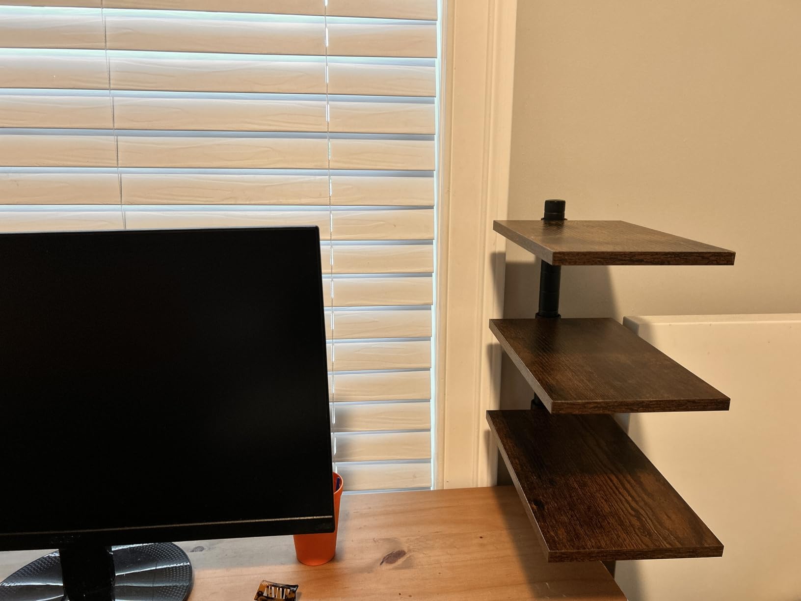 PawsWhirl 3 Tier Clamp On Desk Shelf - Over Or Under Table Clamp Shelf, 360° Rotatable Desk Storage for Home Office, Gaming and Storage Tray, Desktop Shelves for Desktop Thicknesses from 0.5-1 Inch - Customer Photo 3