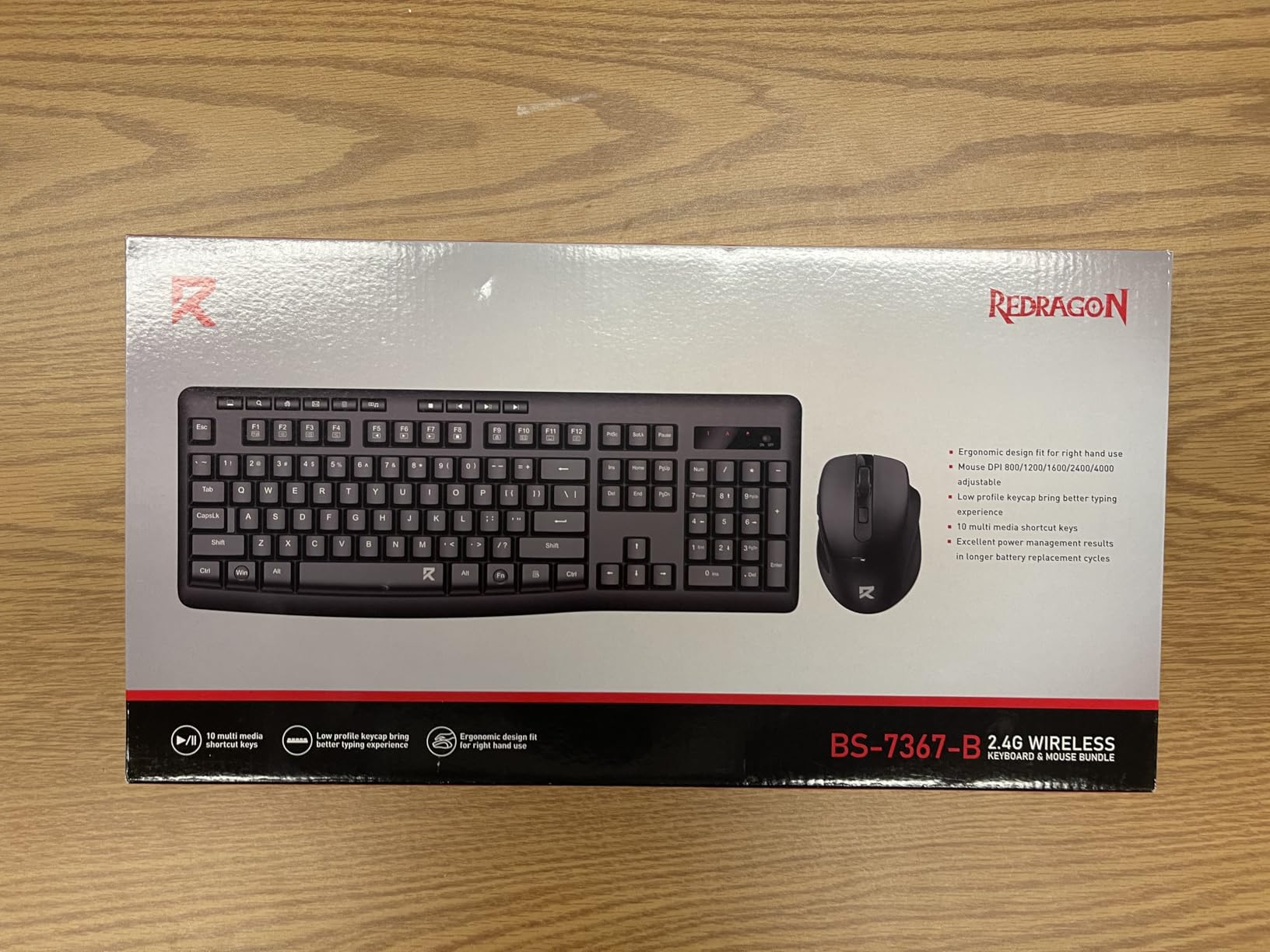 Redragon Wireless Keyboard and Mouse Combo, 2.4G Full-Sized Ergonomic Computer Keyboard and 5 Level DPI Adjustable Wireless Mouse for Windows, Mac OS Desktop/Laptop/PC, BS-7367-B - Customer Photo 2