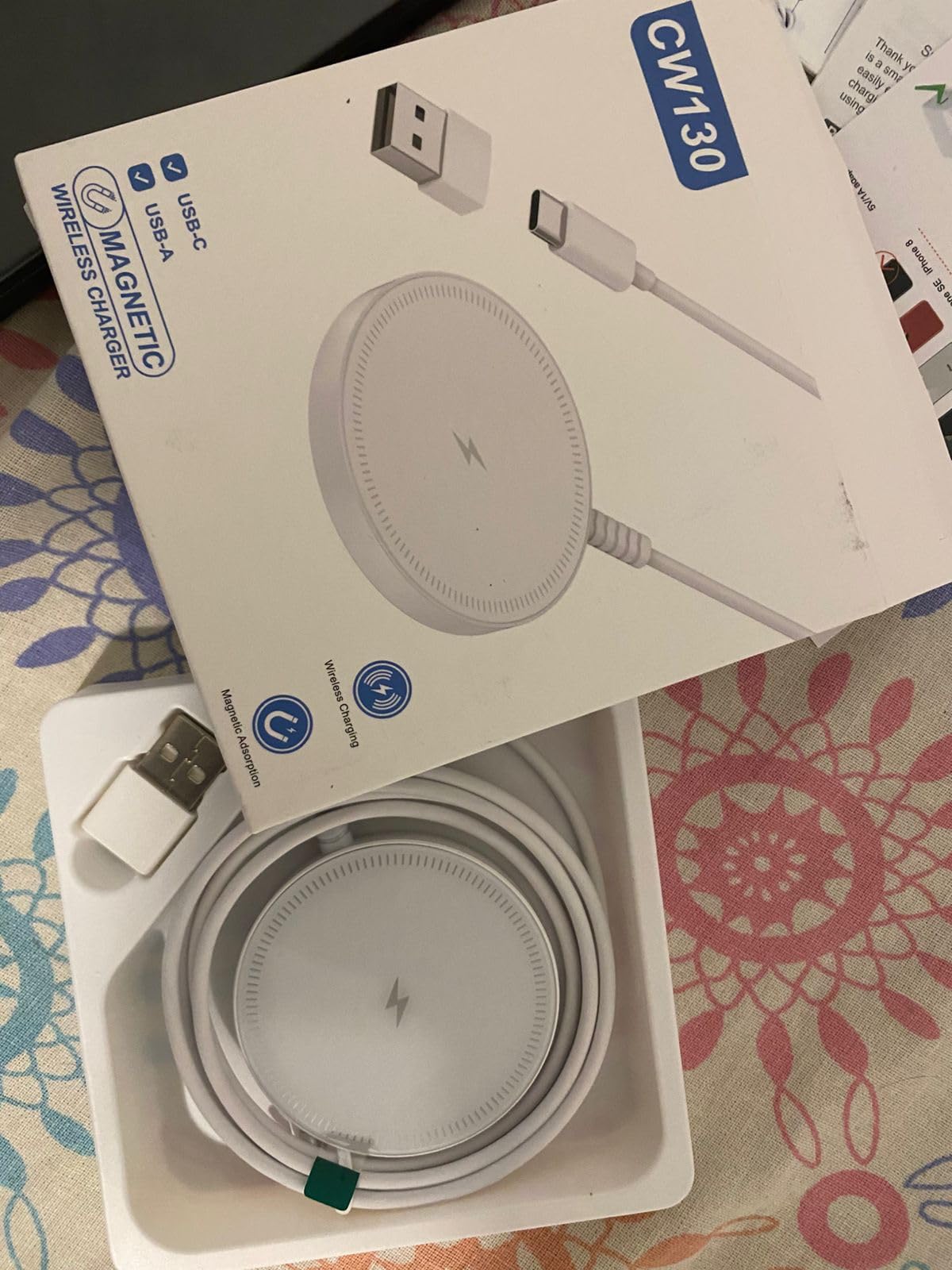 Magnetic Wireless Magsafe Charger iPhone: Fast Charging Pad for iPhone 17/16/15/14/13/12 Series & AirPods Pro 4-2, Strong Magnet, Dual Ports, Case-Friendly, Lightweight for Travel Home Office Desk - Customer Photo 1
