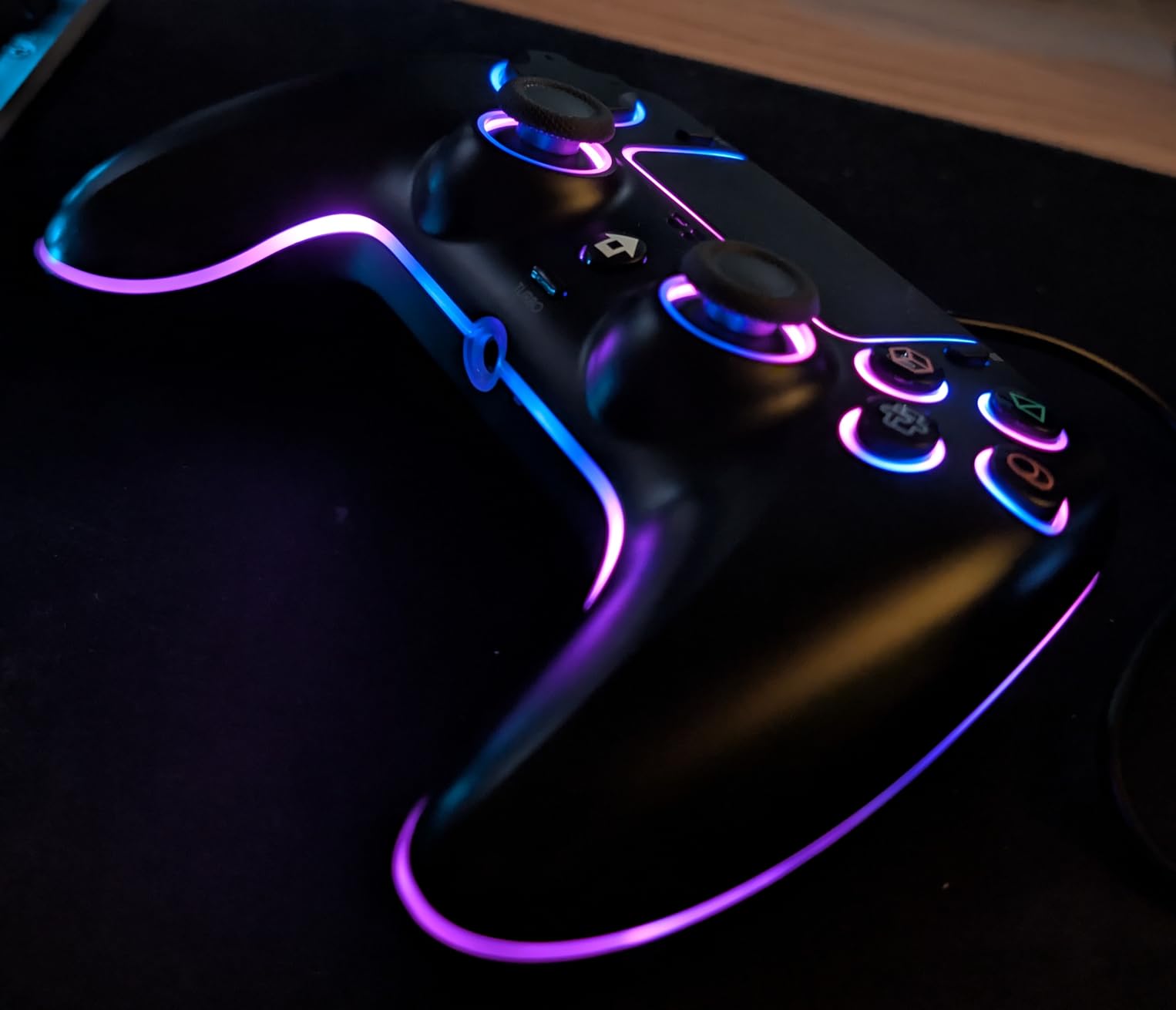 Wireless Pink White gradient Controller for PS5 Pro/PlayStation-5/PC/Mac/Steam Deck with Hall Effect joystick trigger/Back Paddles/Cool RGB/TURBO/headphone Jack - Built-in Speakers Support P-S5 Console Audio - Customer Photo 2