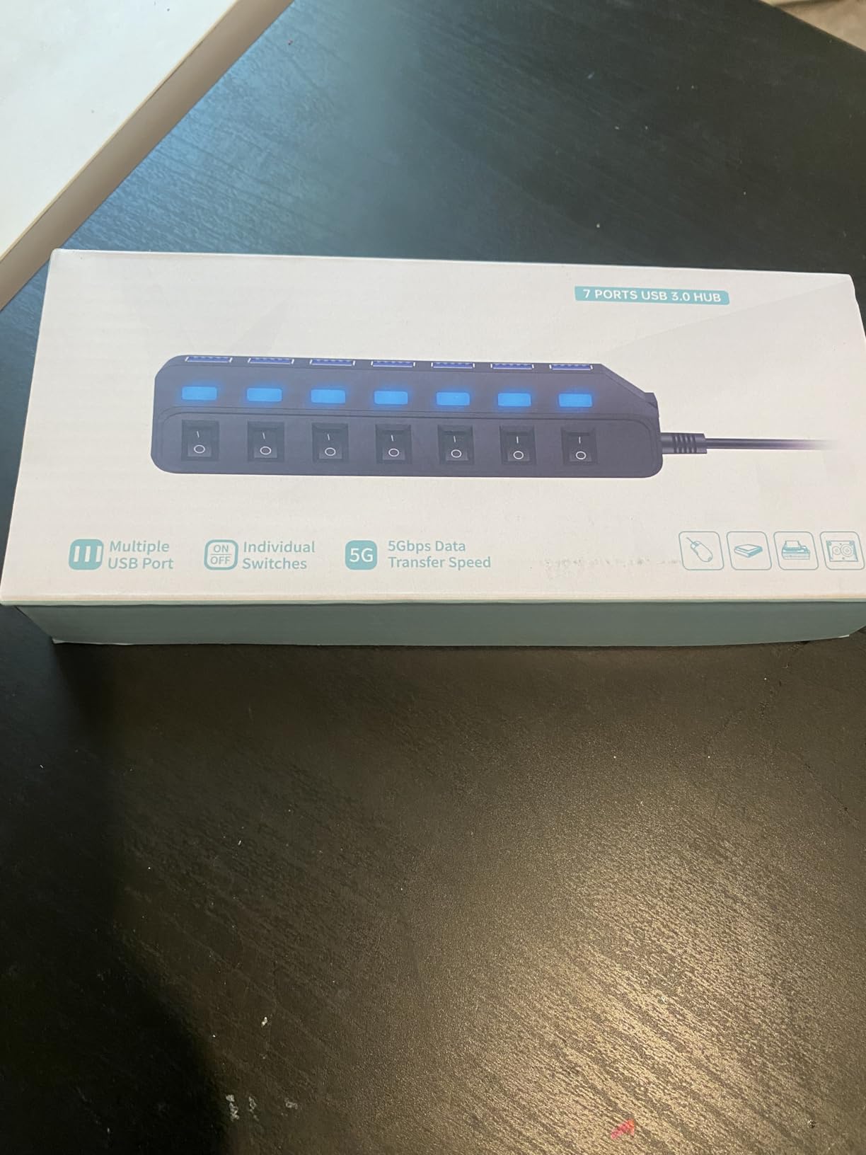 USB Hub 7 Port,USB 3.0 Hub Splitter with Individual On/Off LED Switches, USB Hub for PC, 5Gbps HighSpeed Data for Laptop, Mac, PC, Desktop, PS5, Xbox and More - Customer Photo 1