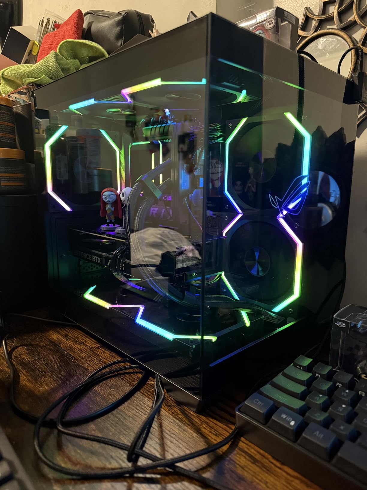 Jungle Leopard Galaxy 120mm PC Reverse Blade Case Fans, ARGB and PWM Cooling Fan PC, Axle Core Double Ring CD Pattern Module Computer Fans, Daisy-Chain 5V RGB Fan (White 3 Pack) - Customer Photo 3