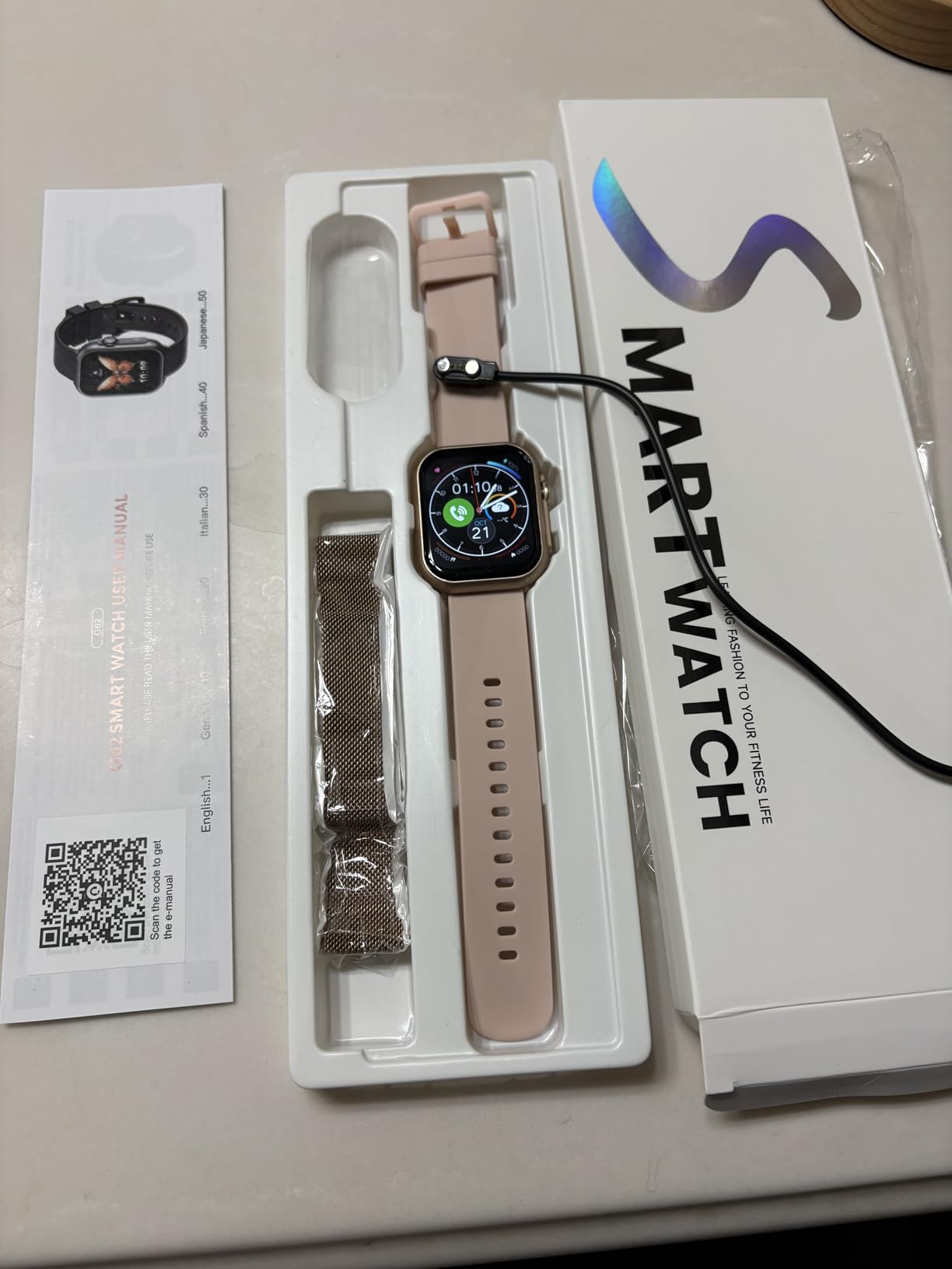 Smart Watch for Women Men Fitness: Smart Watch for iPhone&Android Bluetooth Call with SpO2 Sleep Heart Rate Monitor,IP68,Fitness Tracker with 120+Sport,Reloj Inteligente 30 Day+Battery Life, 2 Bands - Customer Photo 1