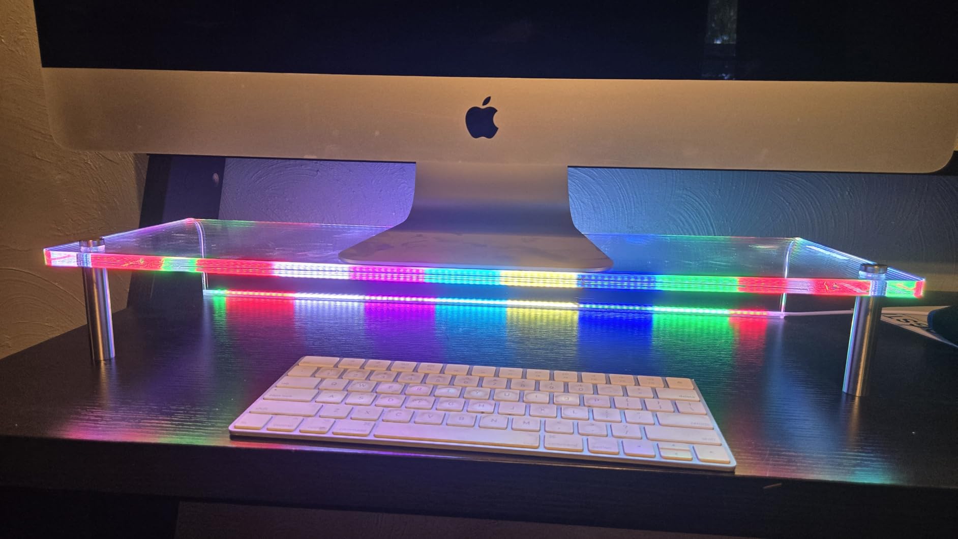 Acrylic Monitor Stand with RGB Lights, Music Sync Desk Riser with App & Button Control, Office Desktop Organizer for Gaming Setup and Home Office, Computer, Laptop, Printer, 23.6 Inch - Customer Photo 1