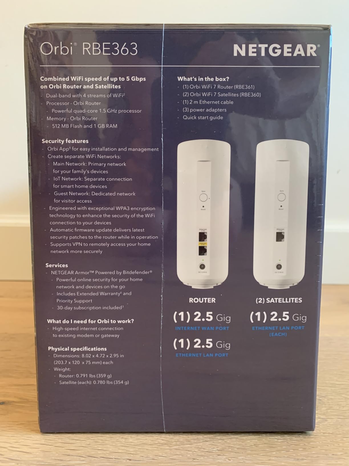NETGEAR Orbi 360 Series Dual-Band WiFi 7 Mesh Network System for Home (RBE363) – Wireless Router + 2 Extenders, Security Features, 5 Gbps, Covers 6,000 sq.ft., 70 Devices, 2.5GB Internet Port, BE5000 - Customer Photo 1