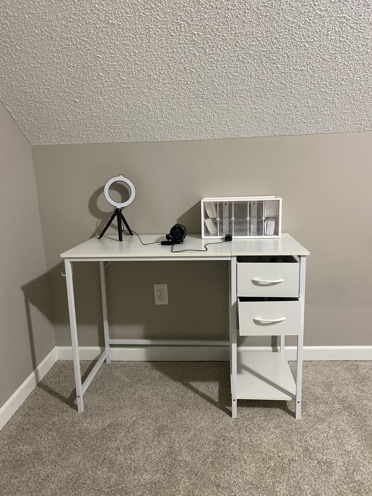CubiCubi Computer Desk with 2 Drawers, 40 Inch Small Home Office Desk with Storage Study Writing Table, Modern Black - Customer Photo 3