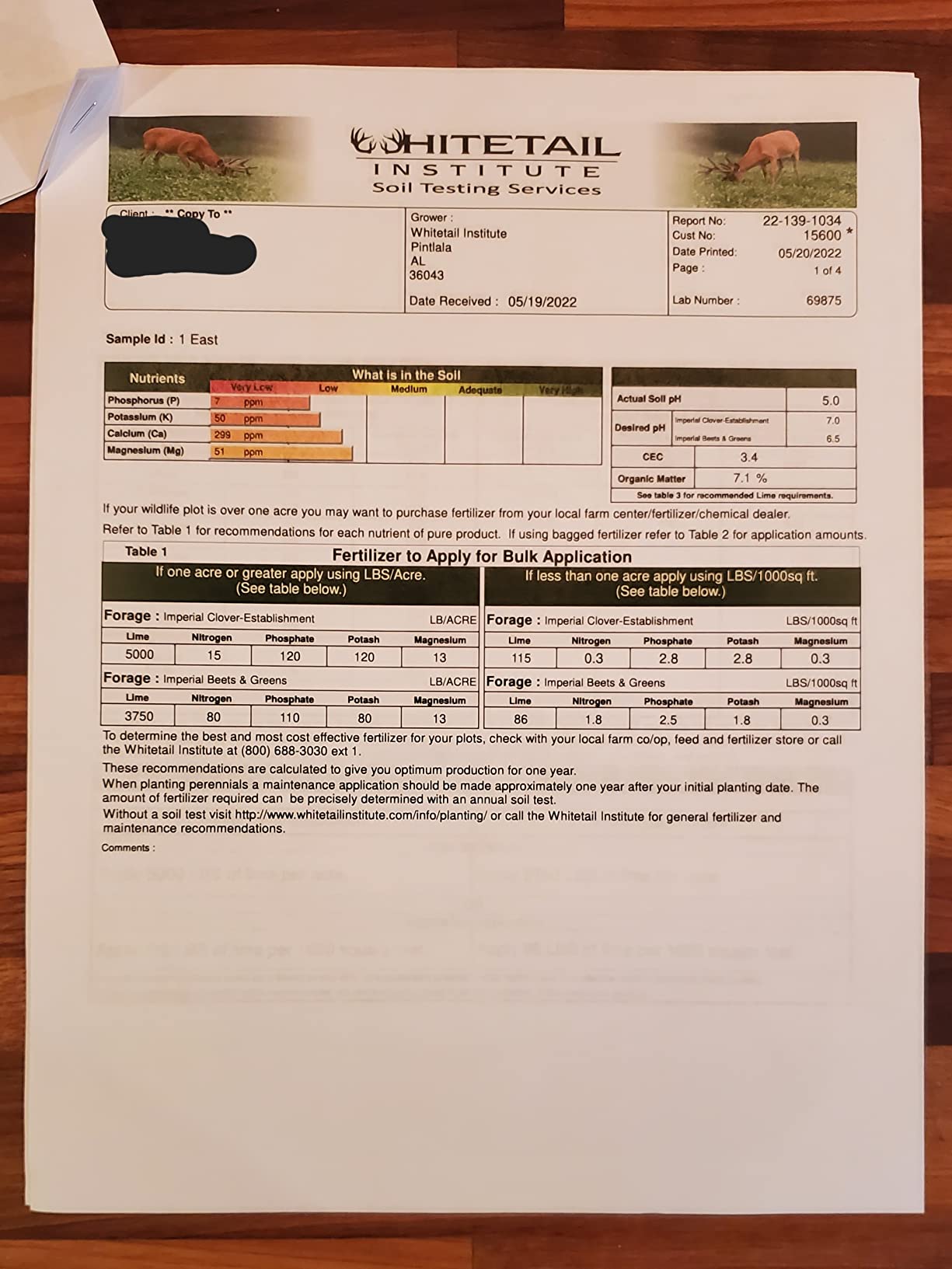 Whitetail Institute Laboratory Soil Test Kit, Ensures The Most Successful Deer Food Plot Possible, Professional Consultation Included, Receive Results Within One Week customer photo 2