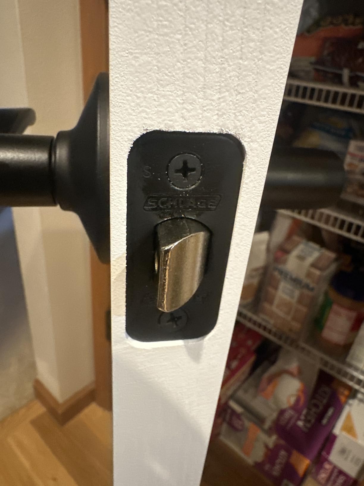 Schlage F40 ACC 608 Accent Door Lever, Bed & Bath Privacy Lock, Satin Brass customer photo 2