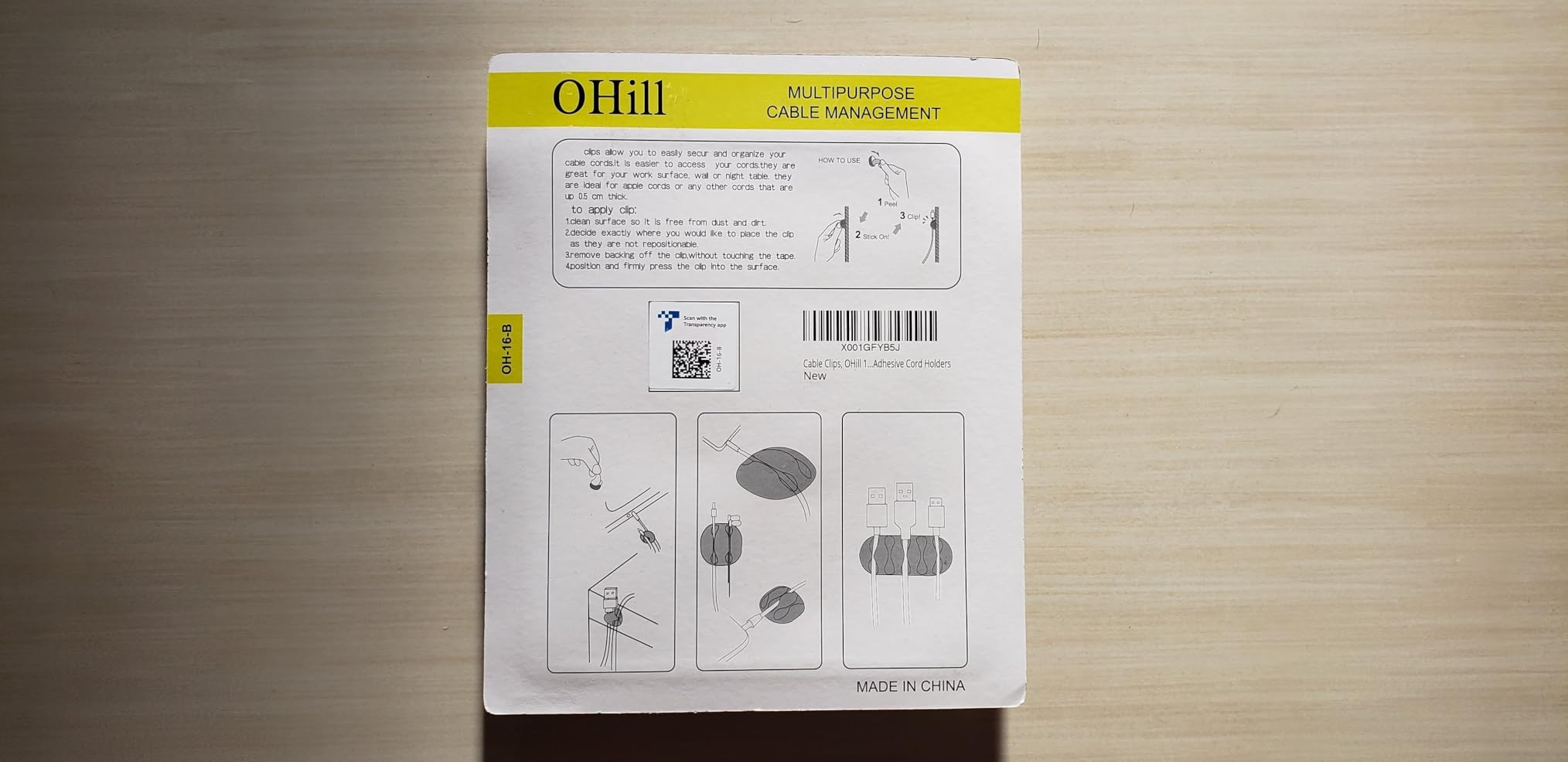OHill 16-Pack Black Cord Organizer - Adhesive Cable Clips Holder for Desk, Wall, Car - Wire Management Clips for iPhone Charger, USB, Computer Cables customer photo 1