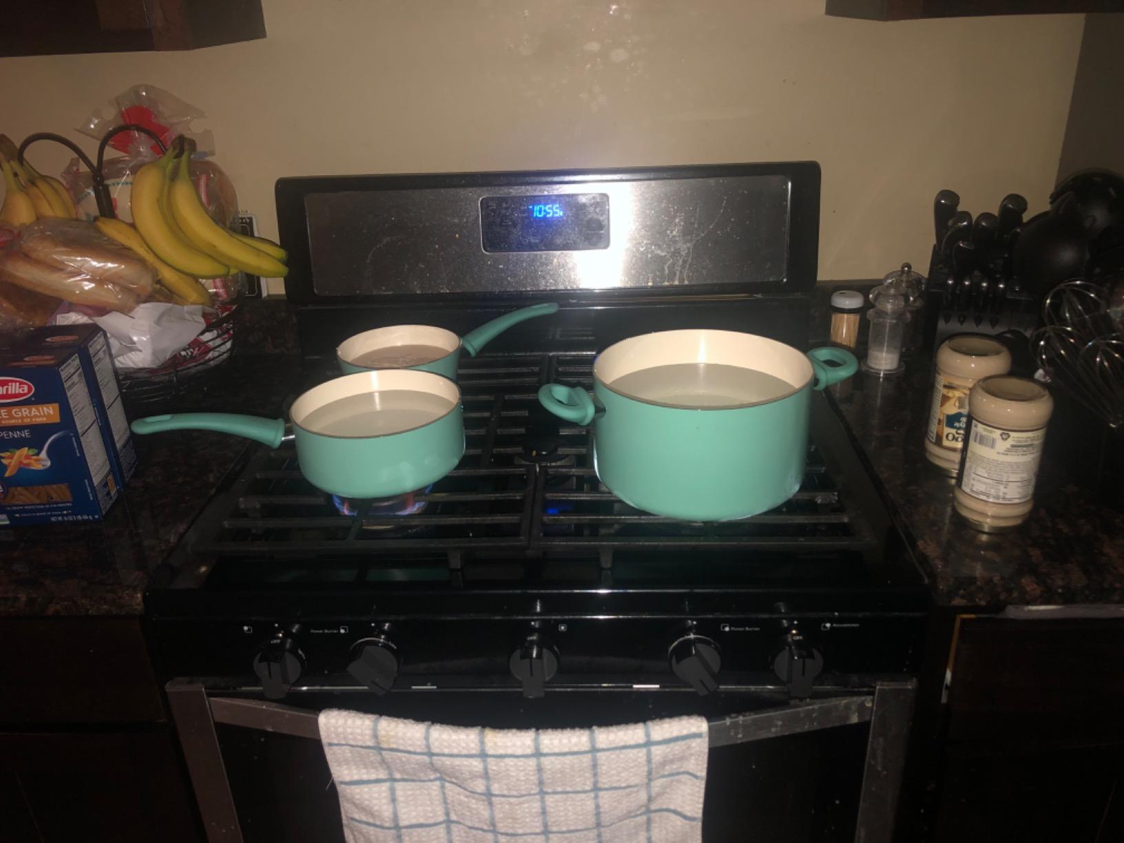 GreenLife Soft Grip 16 Piece Cookware Set, Non-Toxic PFAS-Free Ceramic Nonstick, Pots, Frying, Sauce, Saute, Glass Lids, Stay-Cool Handles, Wobble Free Bases, Dishwasher & Oven Safe, Turquoise customer photo 1