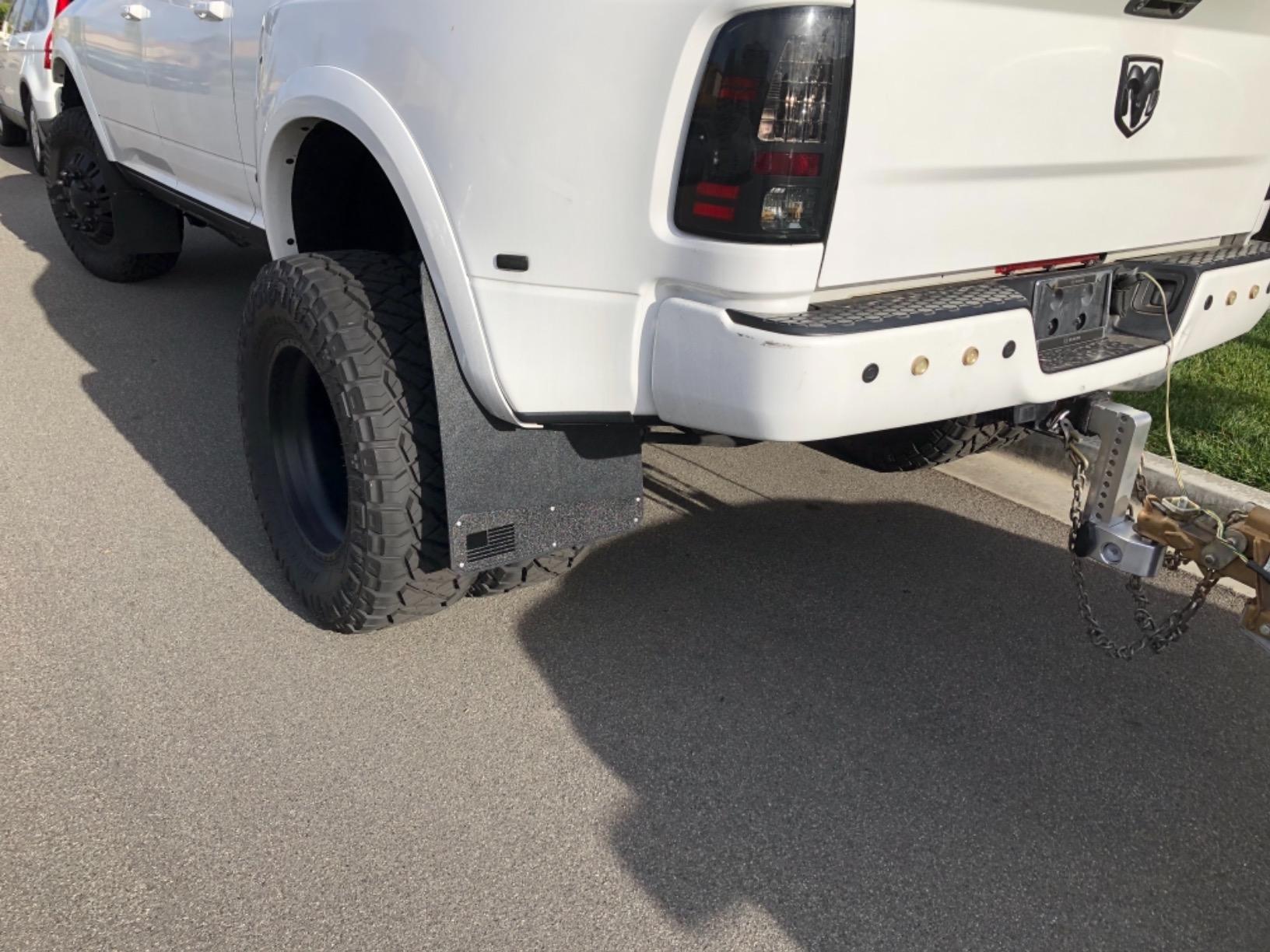 REK GEN 'Merica Mud Flaps Dually - Heavy Duty Mud Flaps for Trucks and Dually Truck Accessories - Stainless Steel - Easy Install Splash Guard - Made in USA (Black Flag) customer photo 1