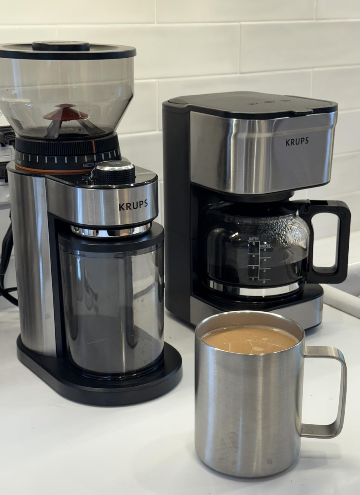 KRUPS Precision Burr Coffee Grinder: 12 Settings, 8 oz Capacity for Drip, French Press, Espresso, Pour Over, Cold Brew - Stainless Steel, 110W, Auto-Stop, Easy Clean - Coffee Grinders for Home Use customer photo 2