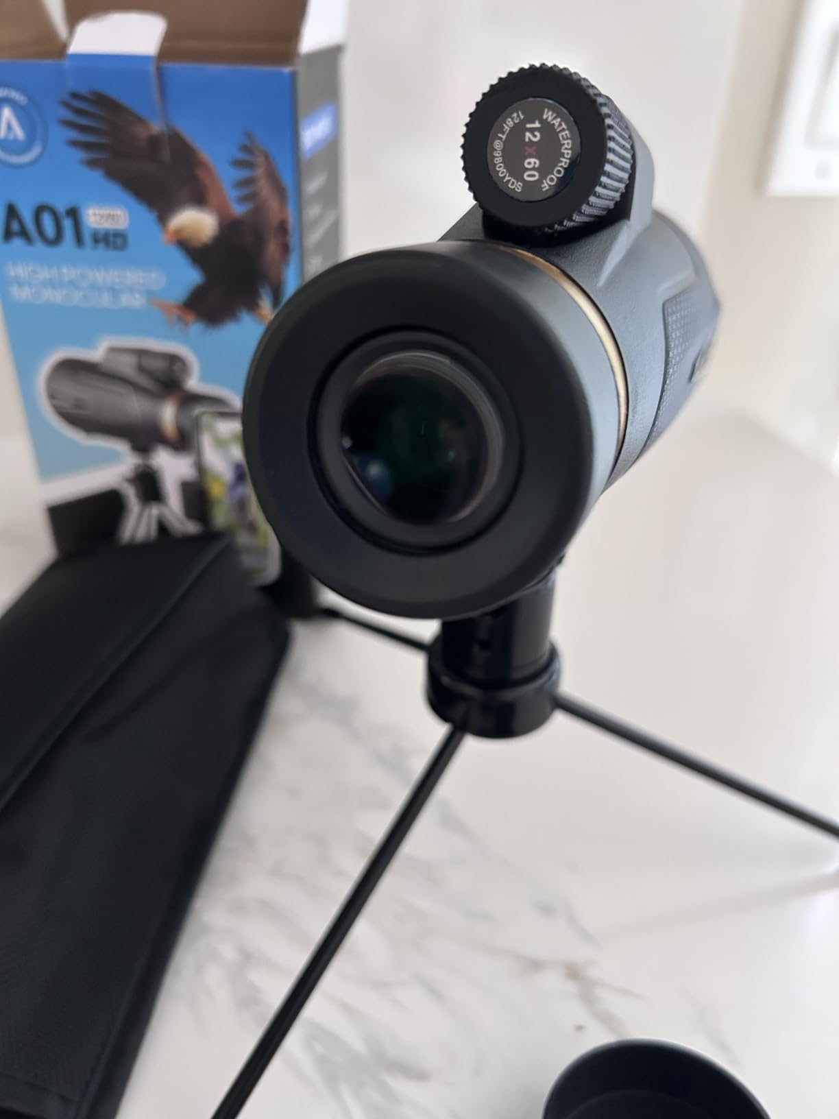 12x60 Monocular for Outdoor/Hiking with Phone Adapter & Tripod - Gifts for Camping Birdwatching Travel Photography Hunt customer photo 2