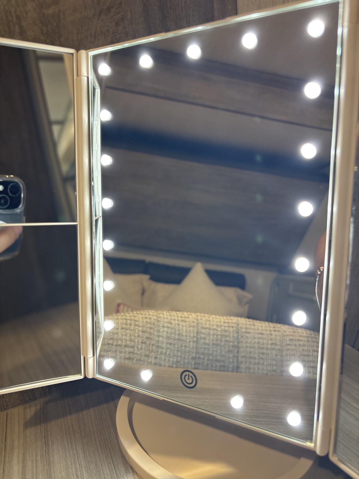 HUONUL 2X/3X/10X Magnifying Vanity Mirror with Light, Trifold Makeup Mirror customer photo 1