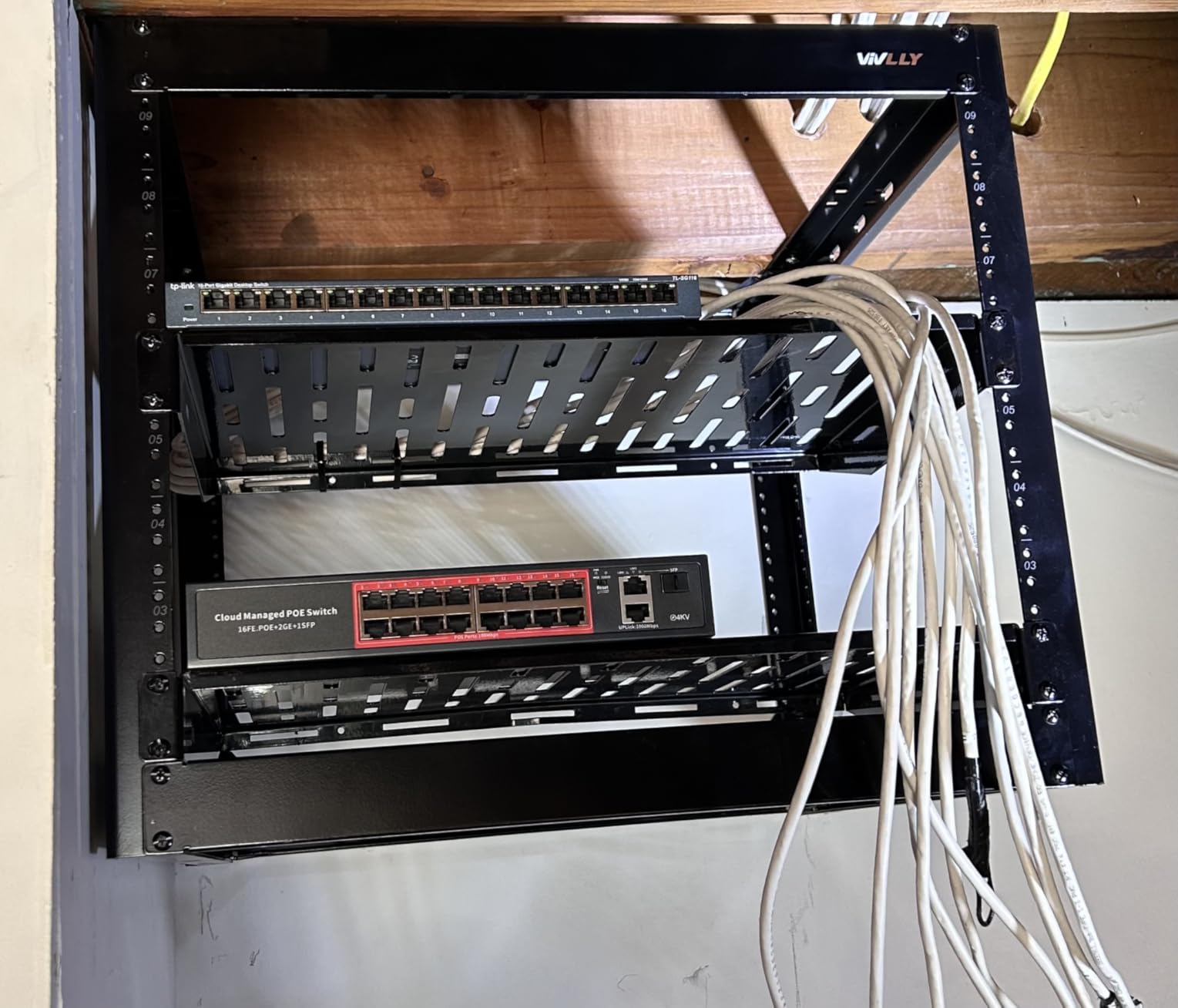 10U Server Rack Heavy Duty Open Frame Network Rack Mount 19 Inch - Wall Mount or Floor Standing IT Equipment Cabinet - 400lbs Capacity Networking Data Center Rack with 2 Vented Shelves - Vivlly customer photo 1