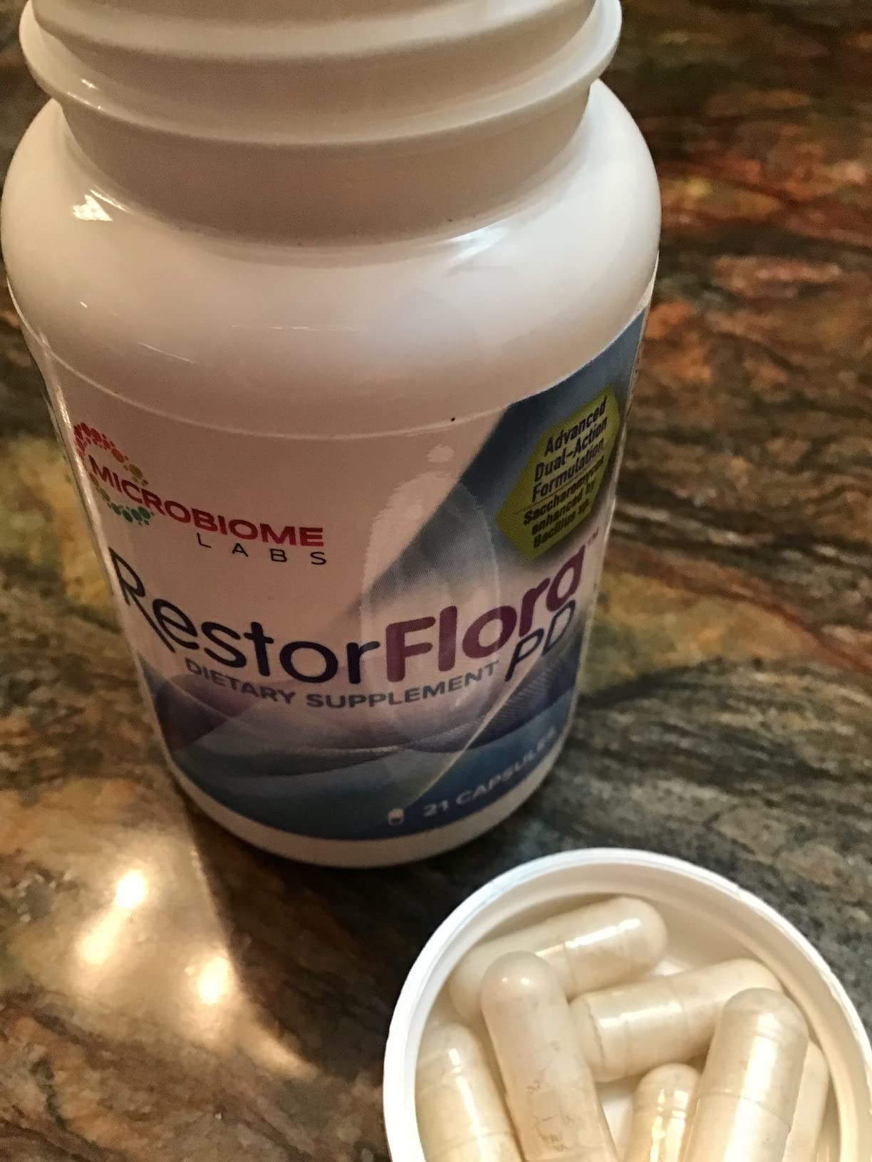 Microbiome Labs RestorFlora - Men's & Women's Probiotics for Digestive Health & Gut Reset - Spore Based Saccharomyces Boulardii Probiotics to Help Restore Microbial Balance (21 Capsules) customer photo 1