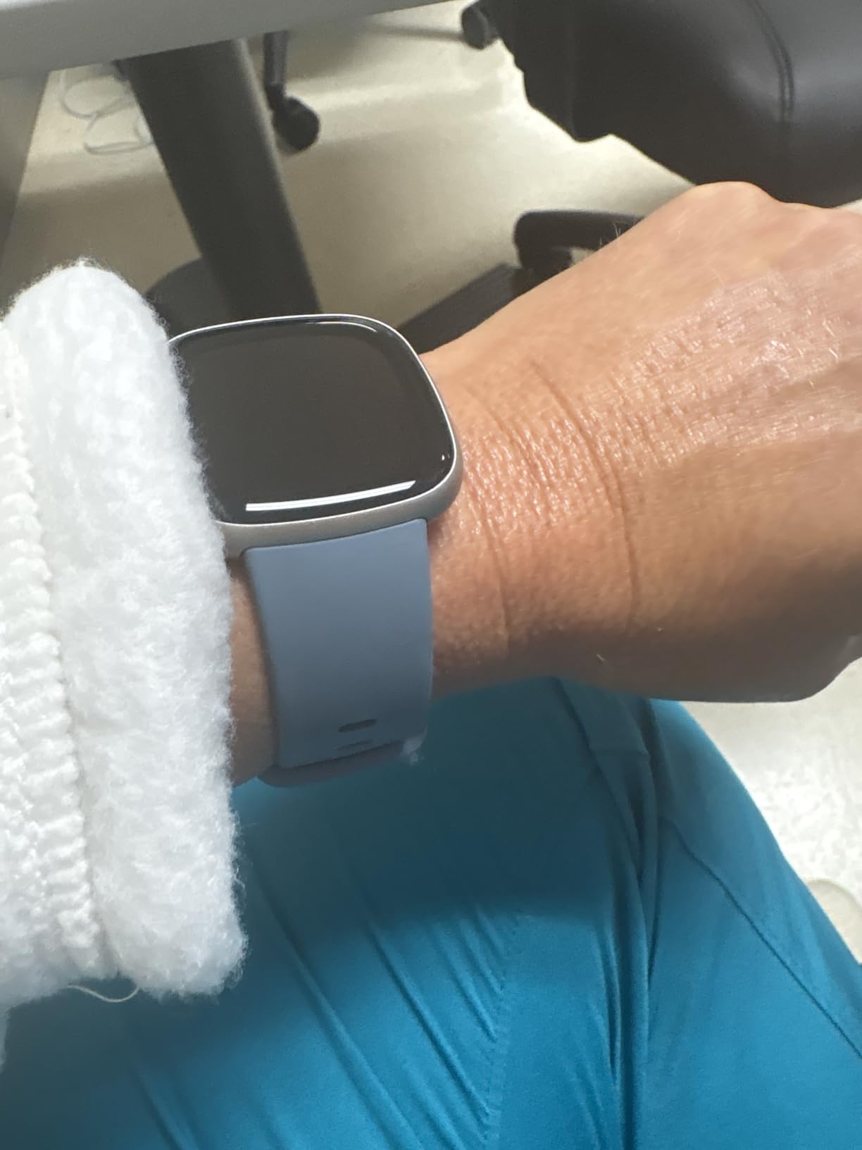 Google Fitbit Versa 4 Fitness Smartwatch, - Waterfall Blue/Platinum customer photo 1