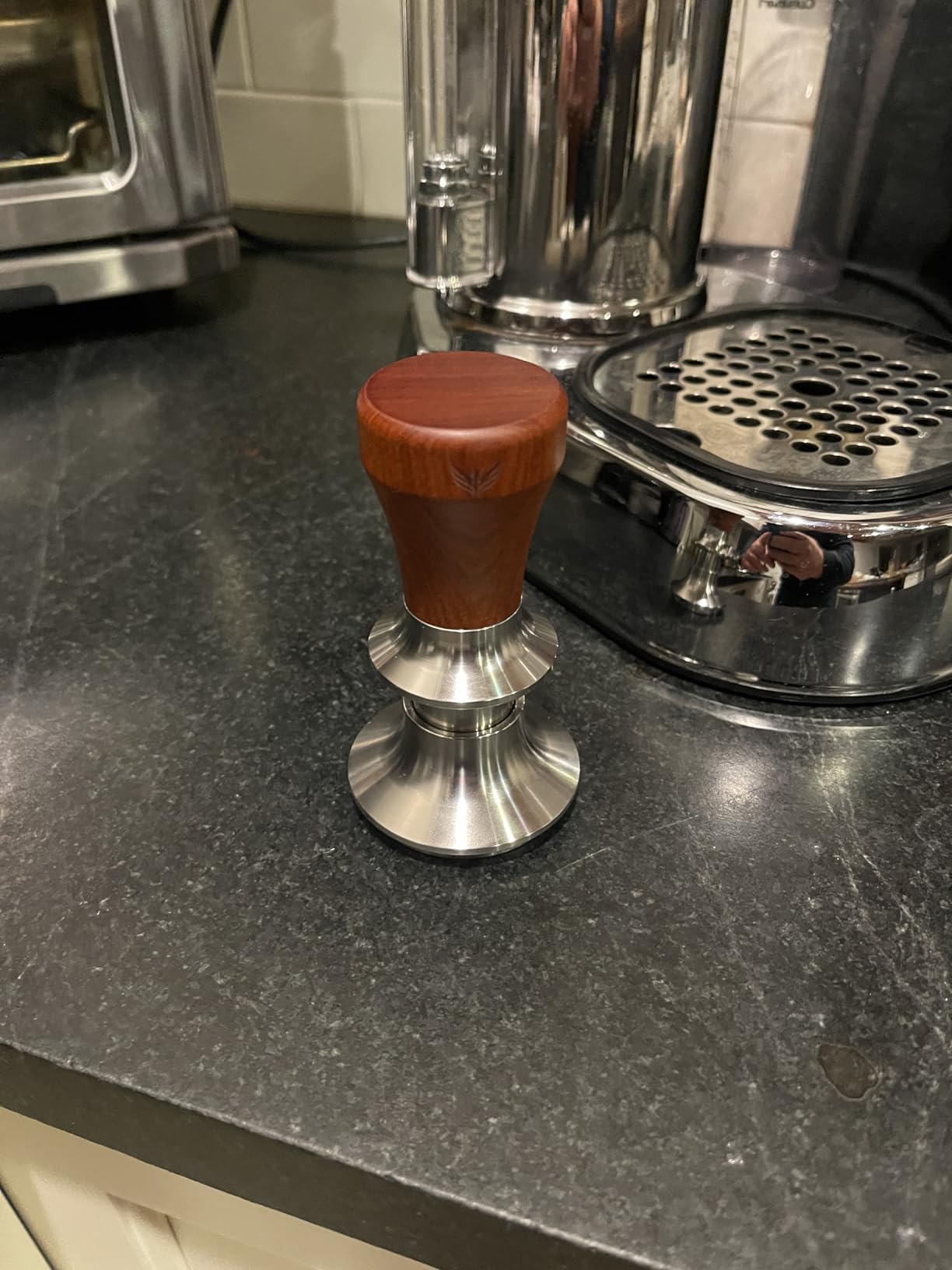 54mm Espresso Tamper for Breville Machine Rosewood KNODOS Auto Leveling, Double Spring Loaded Wooden 30LB Calibrated Coffee Tamper customer photo 2