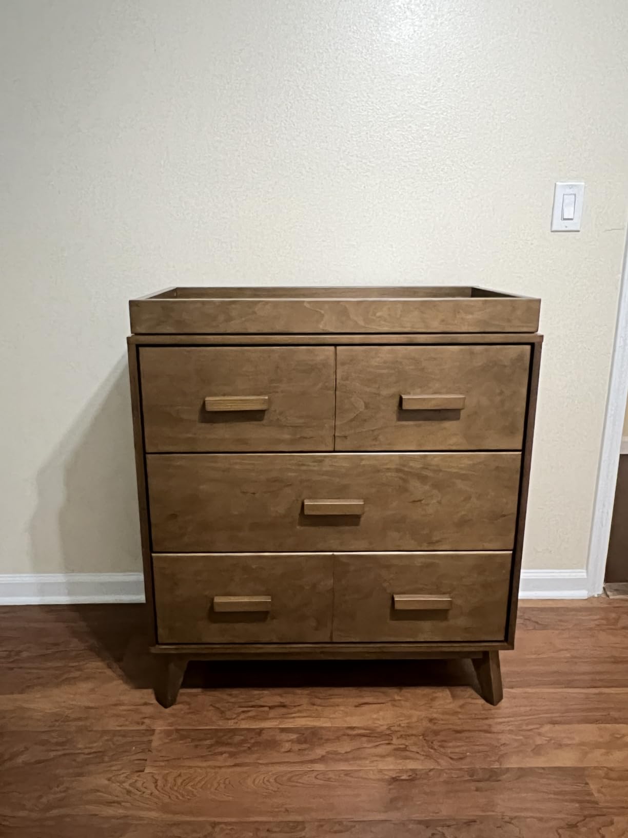 Babyletto Scoot 3-Drawer Changer Dresser with Removable Changing Tray in Natural Walnut, Greenguard Gold Certified customer photo 1