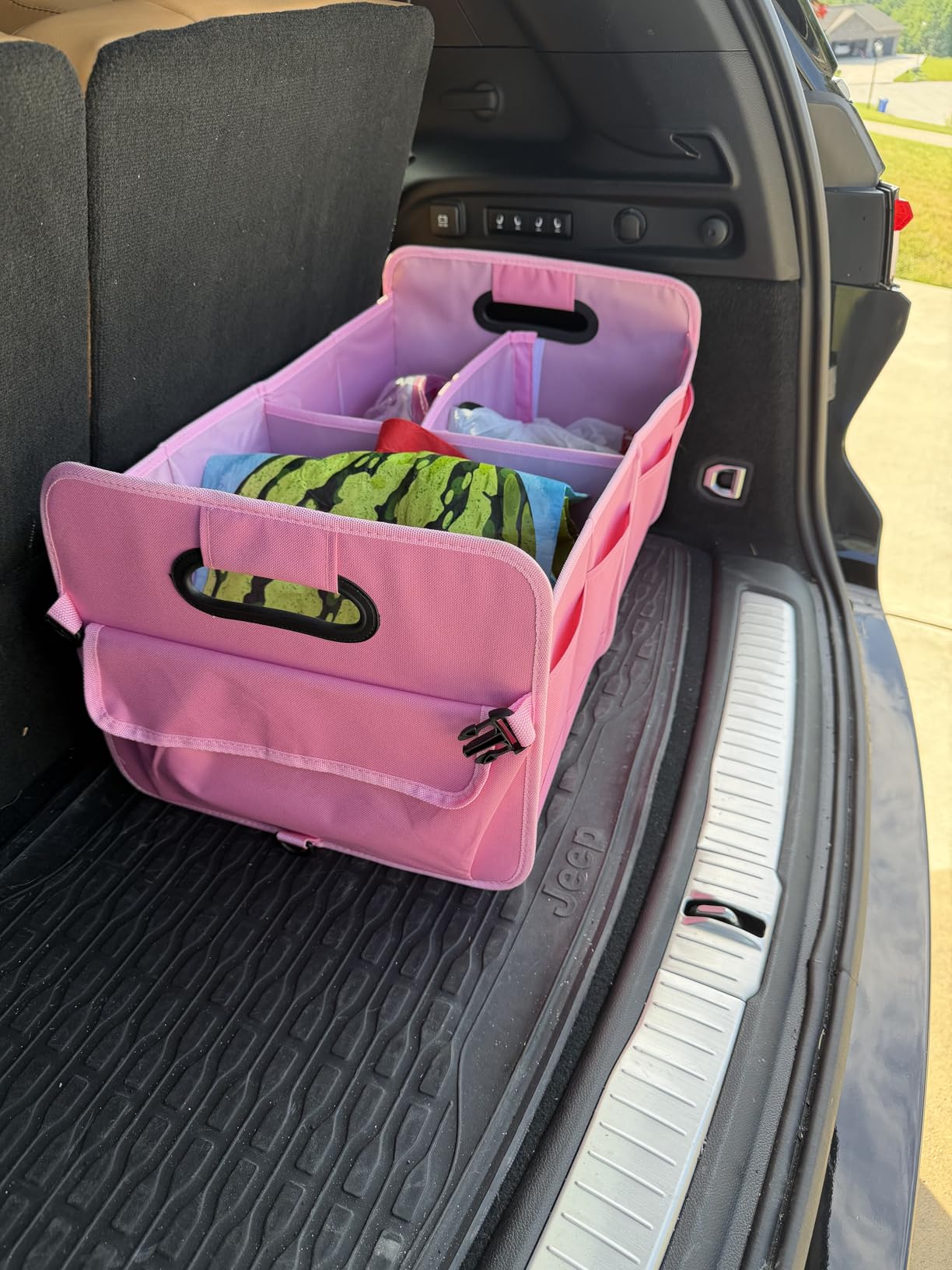 AOKJOY Car Trunk Organizer Car Storage Organizer Collapsible Multi Compartment Car Organizer Adjustable Straps for SUV(Beige) customer photo 1