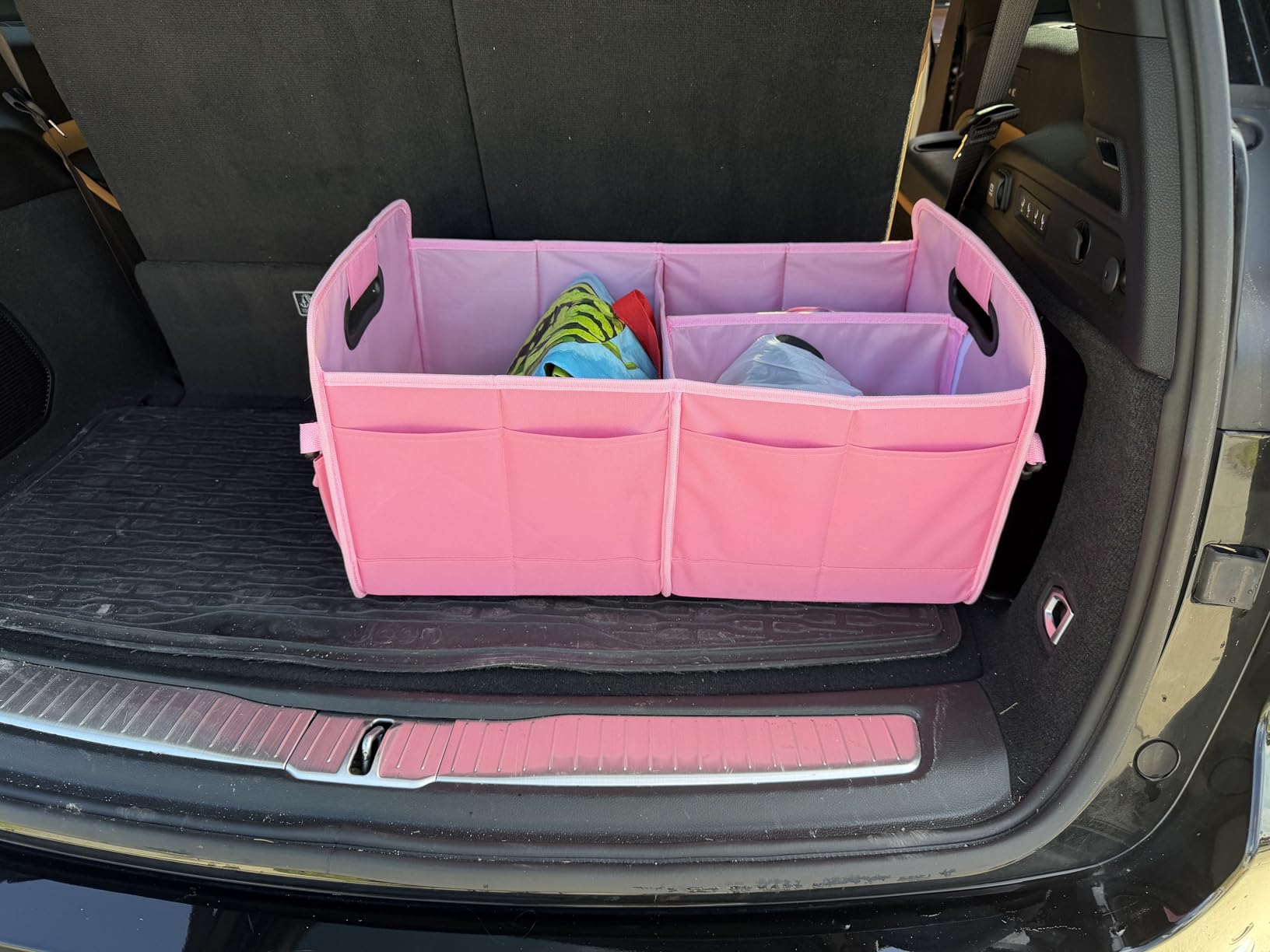 AOKJOY Car Trunk Organizer Car Storage Organizer Collapsible Multi Compartment Car Organizer Adjustable Straps for SUV(Beige) customer photo 2