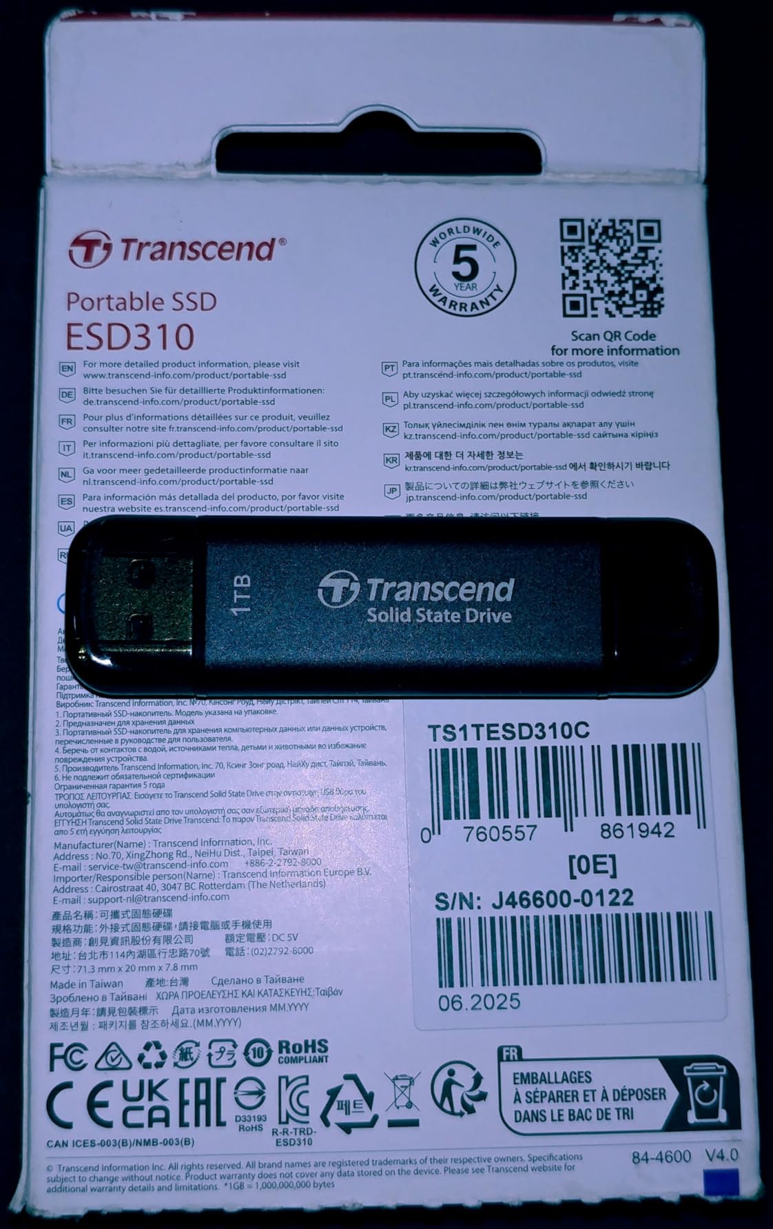 Transcend 256GB ESD310 Dual Portable SSD 1050MB/s USB-A+C, Thumb Drive | External Solid State Drive USB 3.2 Gen 2 for iPhone17,16,15, iPad, Mac, Tesla, Steam Deck, Android, Smart TV customer photo 1