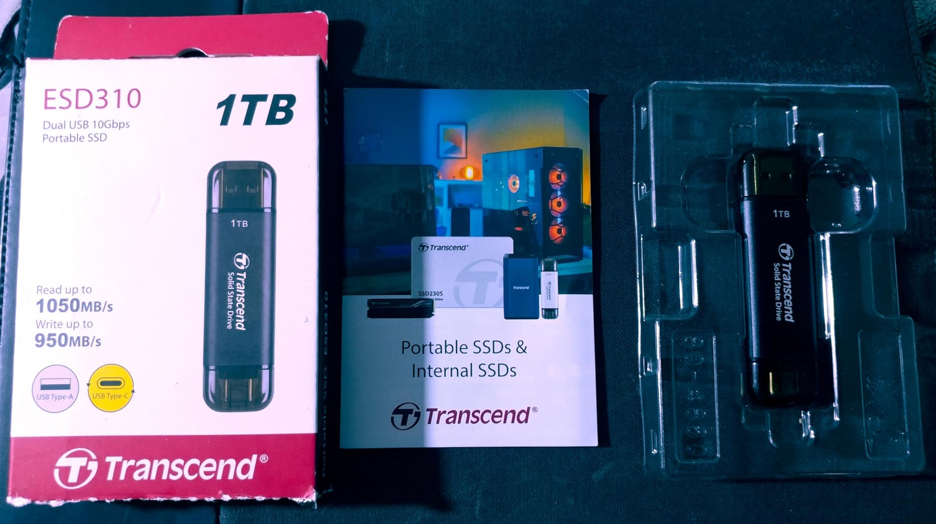 Transcend 256GB ESD310 Dual Portable SSD 1050MB/s USB-A+C, Thumb Drive | External Solid State Drive USB 3.2 Gen 2 for iPhone17,16,15, iPad, Mac, Tesla, Steam Deck, Android, Smart TV customer photo 2
