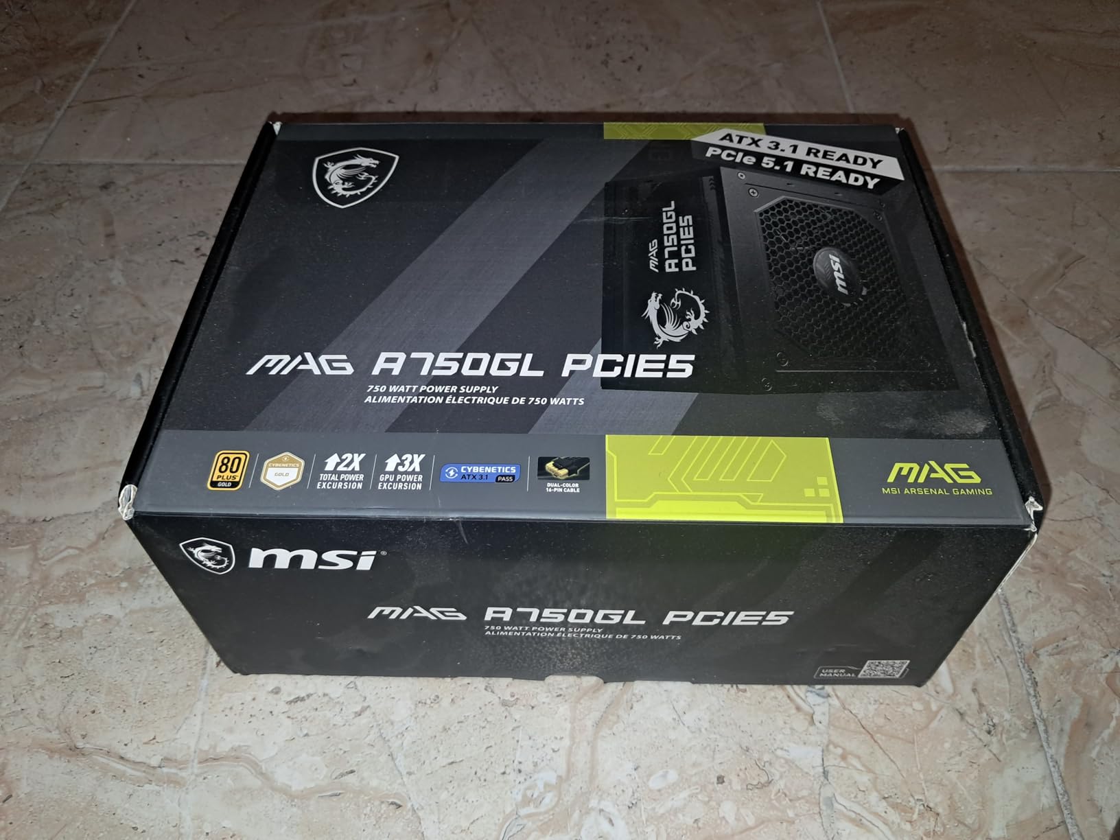 MSI MAG A750GL PCIE5, Fully Modular Compact Gaming 750W Power Supply, 80+ Gold, ATX 3.1 & PCIe 5.1 Ready, Native Dual-Color 12V-2x6 Cable, 10 Year Warranty customer photo 2