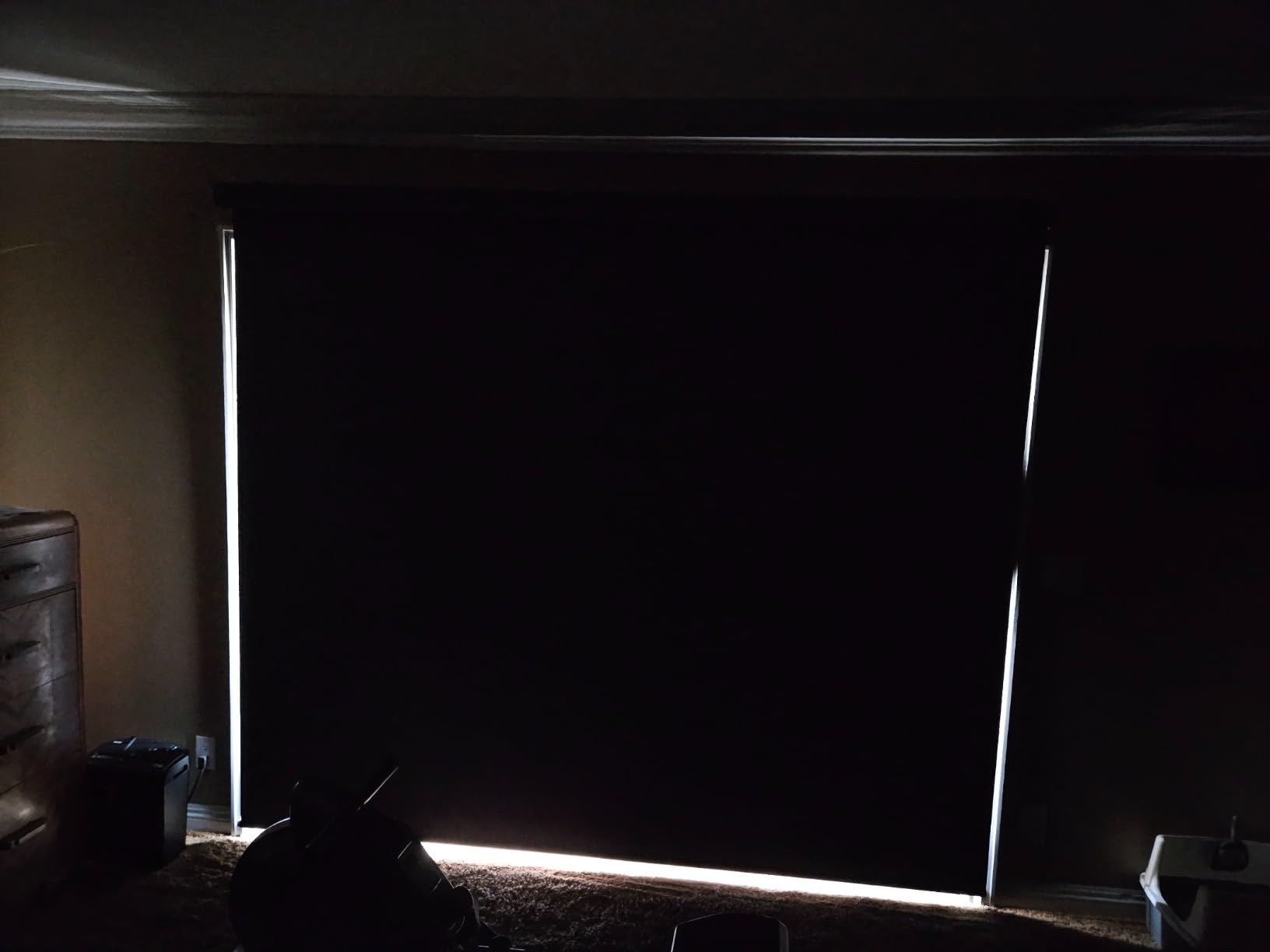 Graywind Smart Blackout Roller Shades Compatible with Alexa Google Triple Weaved Fabric Rechargeable Motorized Blinds Cordless Remote Control Window Shades, Custom Size (Beige White) customer photo 1