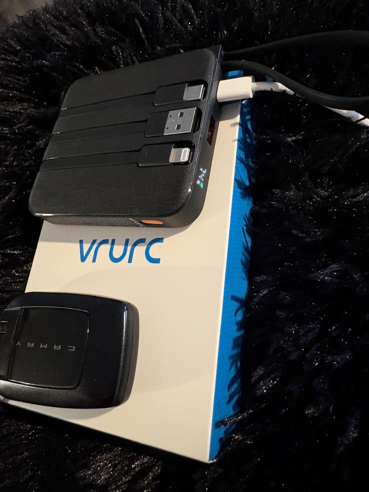 VRURC Portable Charger with Built-in Cables, 10000mAh 22.5W Fast Charging USB C Power Bank with LED Digital Display, Slim Battery Pack for iPhone 17/16/15 & Samsung Galaxy & Android Phones (Black) customer photo 1
