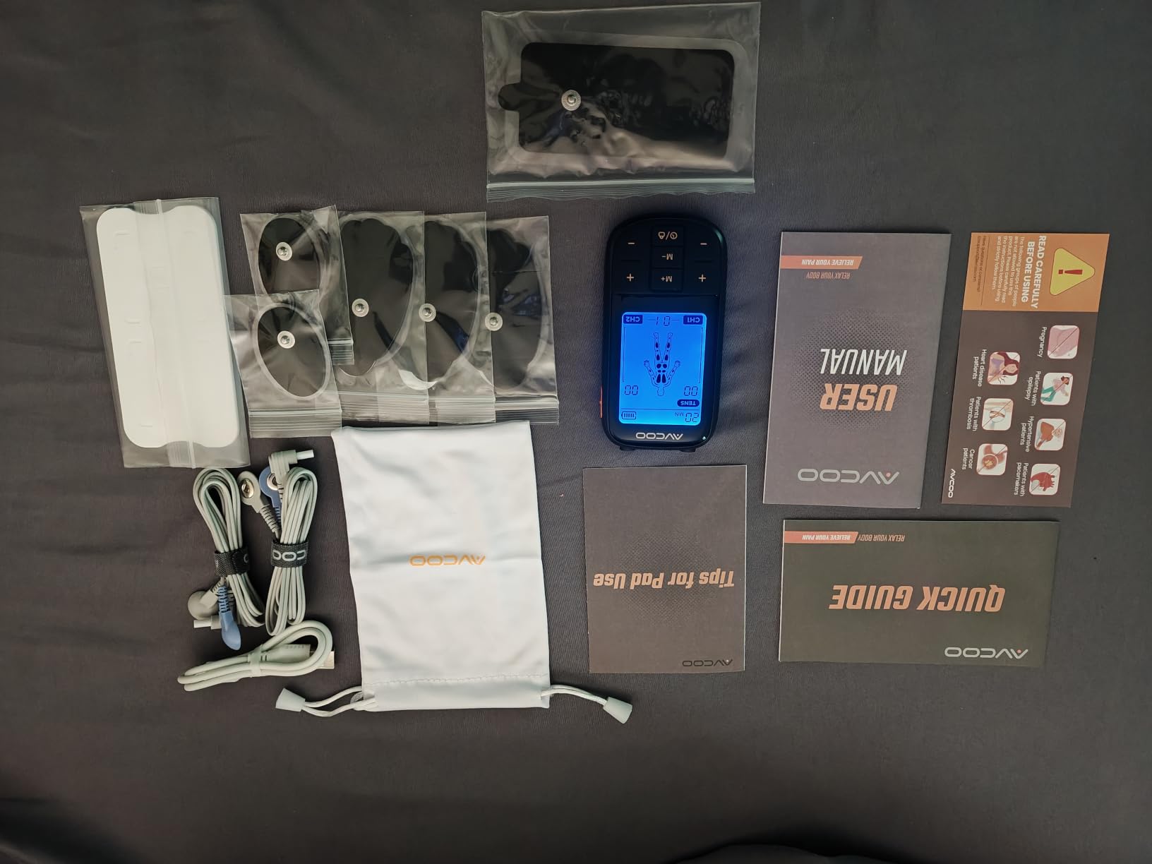 AVCOO 3-in-1 TENS Unit Muscle Stimulator with 30 Modes, 40 Intensities TENS Machine for Gradual Back Pain Relief Therapy, Rechargeable EMS Unit Massager with 12 TENS Electrode Pads customer photo 1
