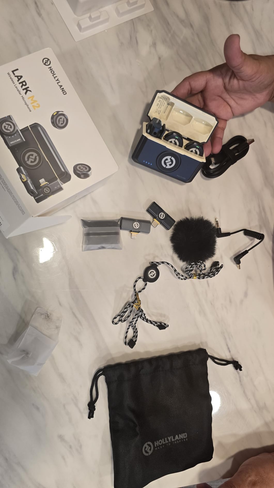 Hollyland Lark M2 Wireless Microphone for iPhone/Camera/Android/PC, 48kHz/24-bit High Fidelity Audio, 300m Range, Noise Cancelling, 40h Use, YouTube, Vlog, Streaming (2TX + 3RX + Charging Case) customer photo 2