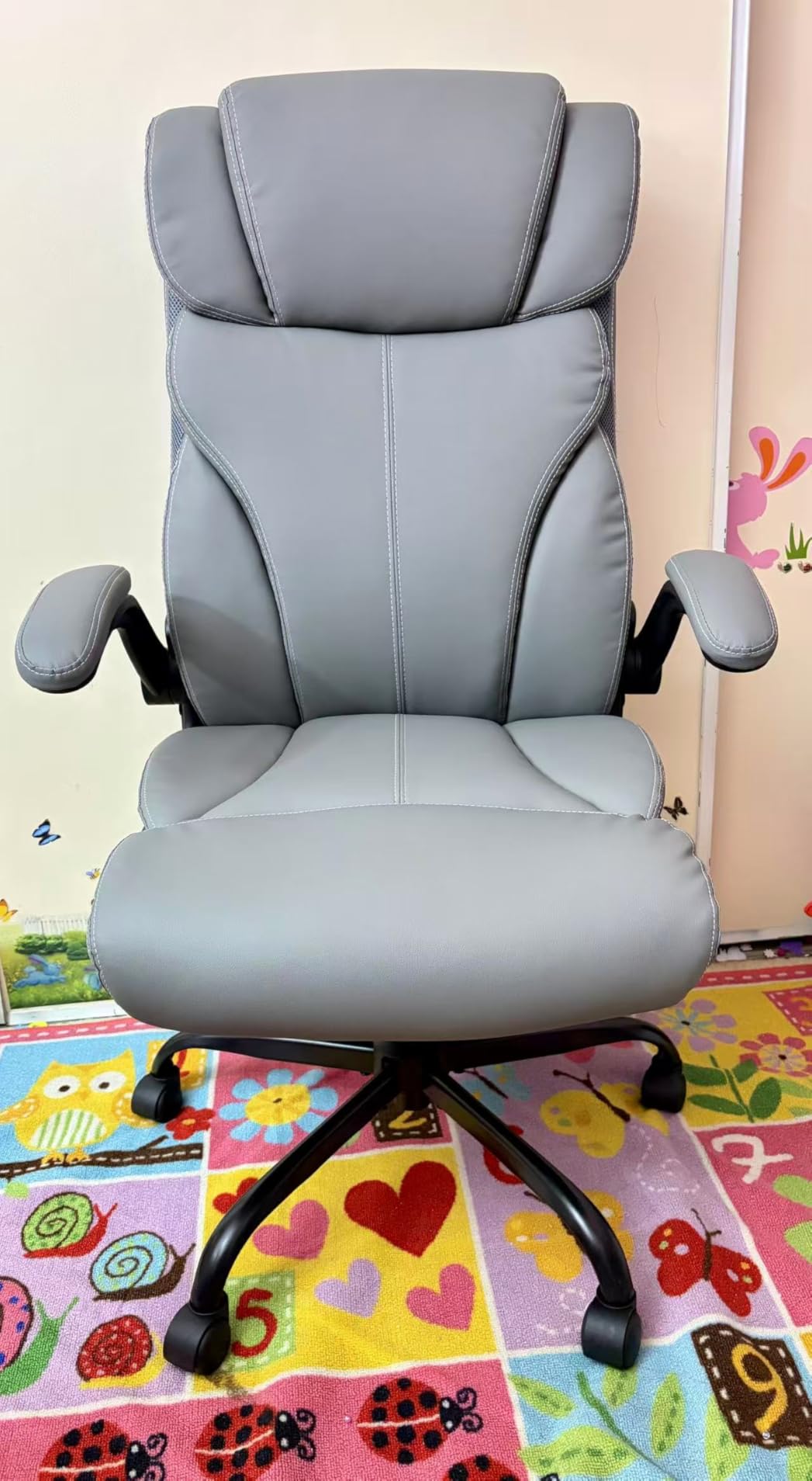HeroSet Office Chair, Ergonomic Big and Tall Computer Desk Chairs, Executive Breathable Leather Chair with Adjustable Flip-up Armrests, Lumbar Support Swivel PC Chair with Rocking Function,Matte Black customer photo 1