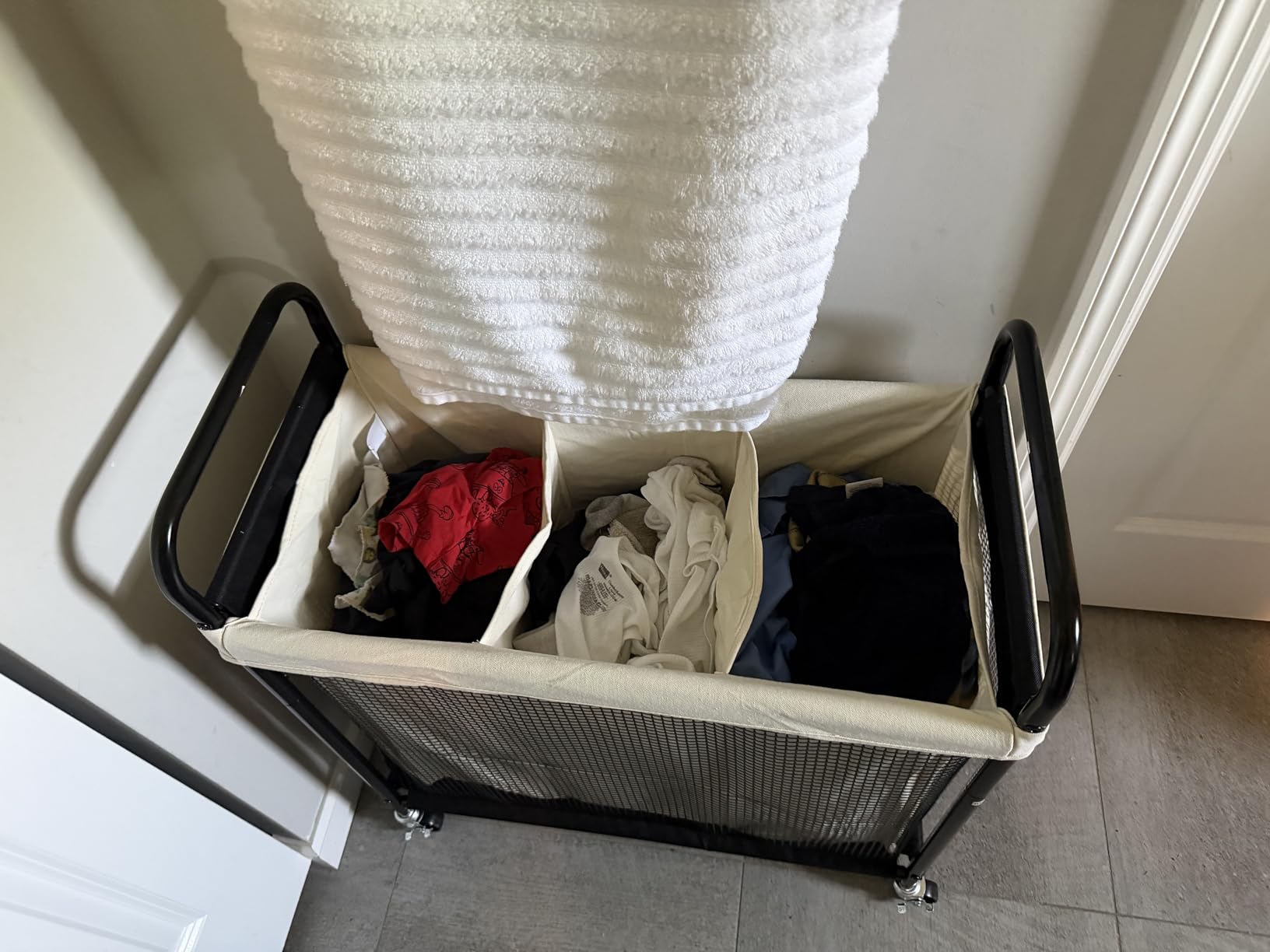 STO STO Laundry Hamper 3 Section, 120L Rolling Laundry Sorter Cart with Removable and Washable Liner Bag, Clothes Hamper with Wheels and Metal Handle for Laundry Room and Bedroom customer photo 2