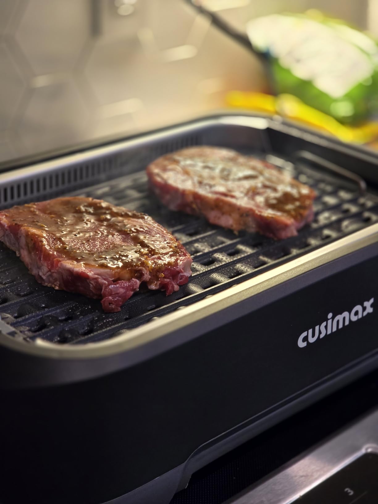Smokeless Indoor Grill, CUSIMAX Electric Grill with Non-stick Removable Grill/Griddle Plate, 1500W Korean BBQ Grill with LED Smart Display & Tempered Glass Lid, Easy to Clean, Black customer photo 2