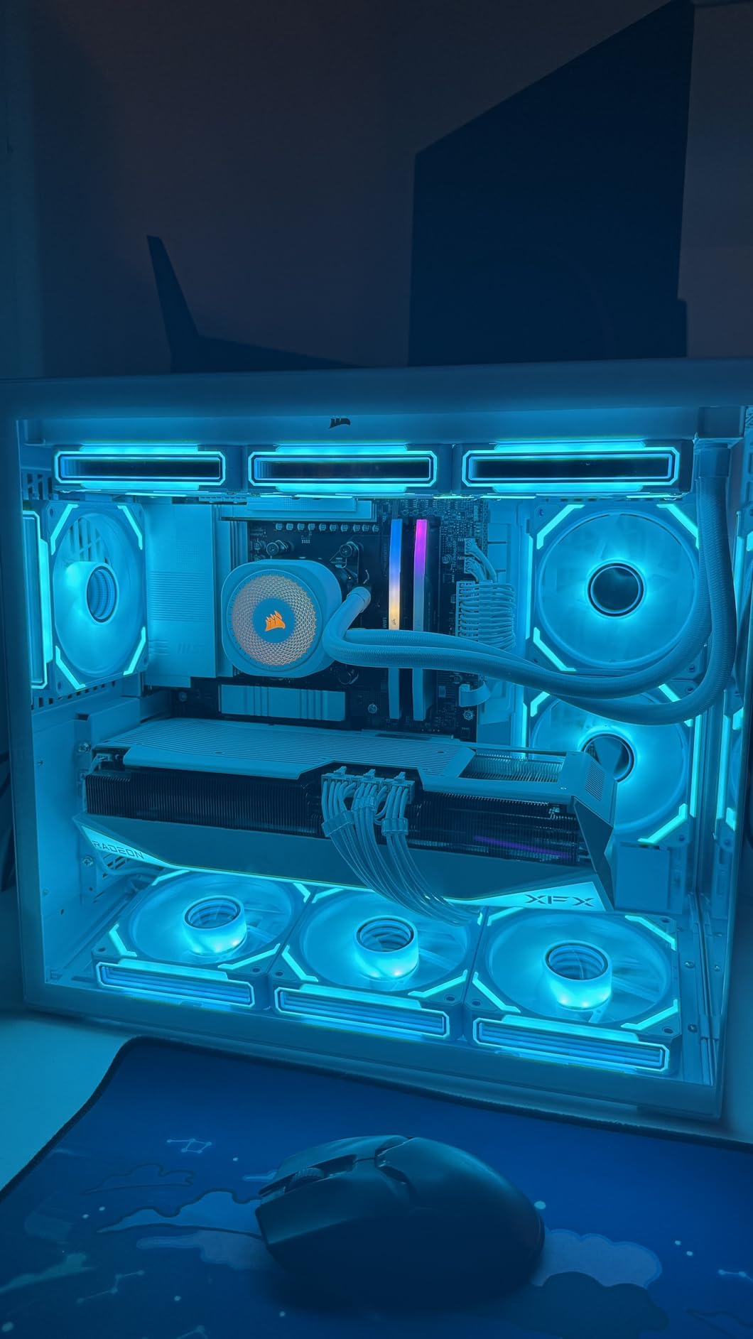 AsiaHorse COSMIQ 120mm Case Fan, Infinity Mirror FDB Reverse Fan with 5V 3-PIN Connector and Small Controller, 2000 RPM and 68.5CFM,Unit Daisy Chain PWM RGB PC Fans for Cases CPU Liquid Coolers, 3Pack customer photo 2